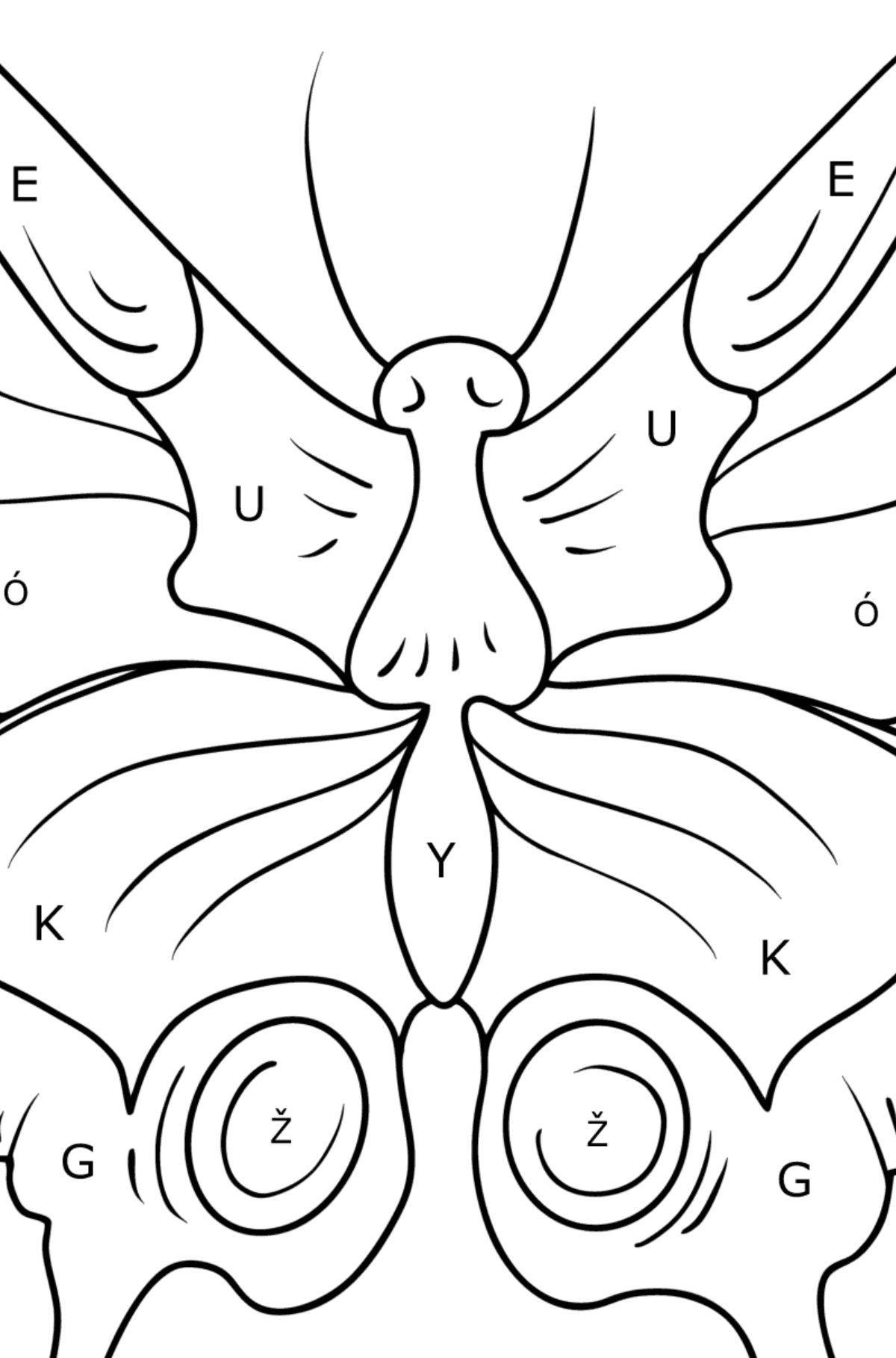 Omalovánka motýl otakárek - Omalovánka podle Písmen pro děti