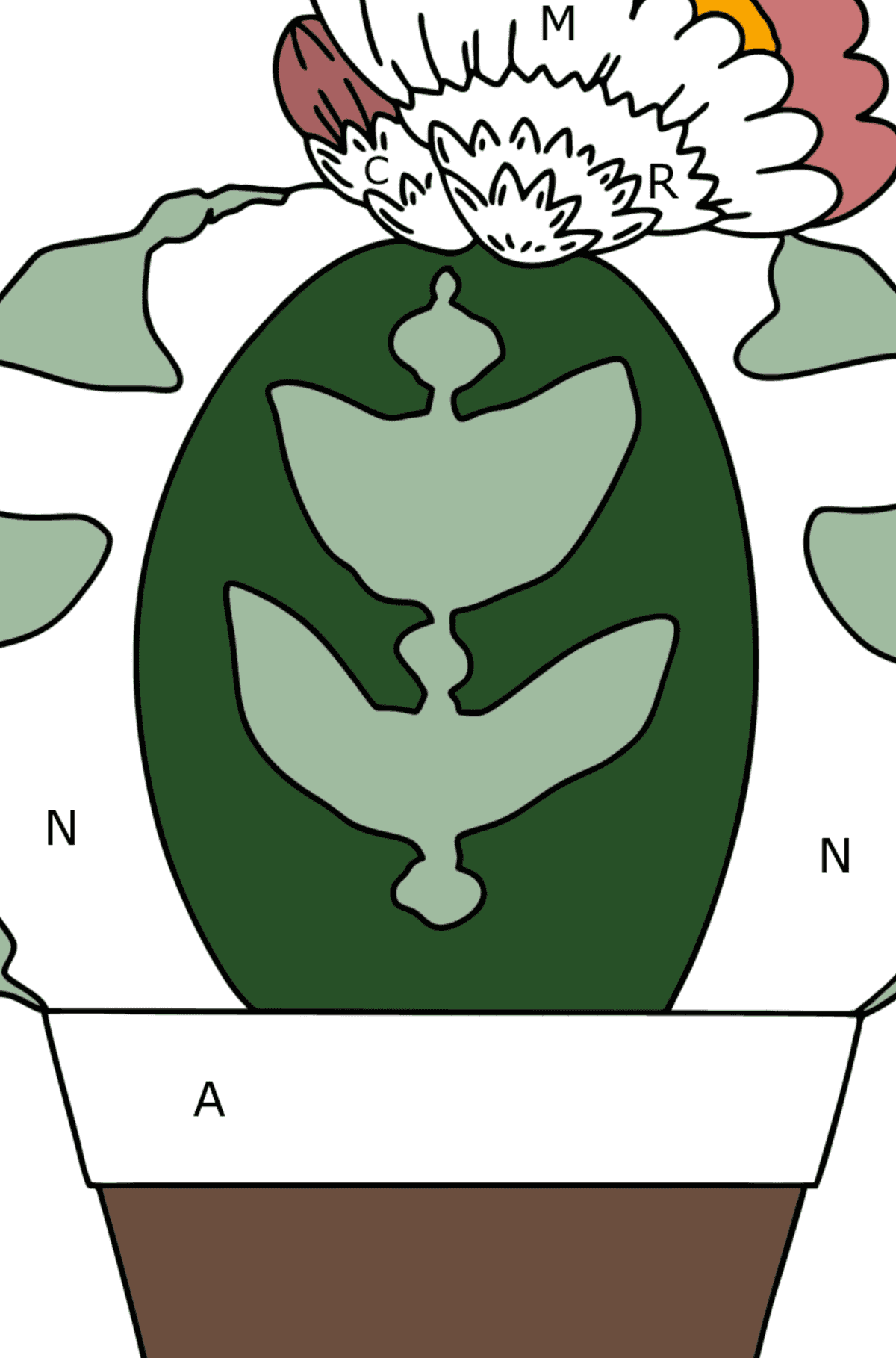 Star Cactus coloring page - Coloring by Letters for Kids