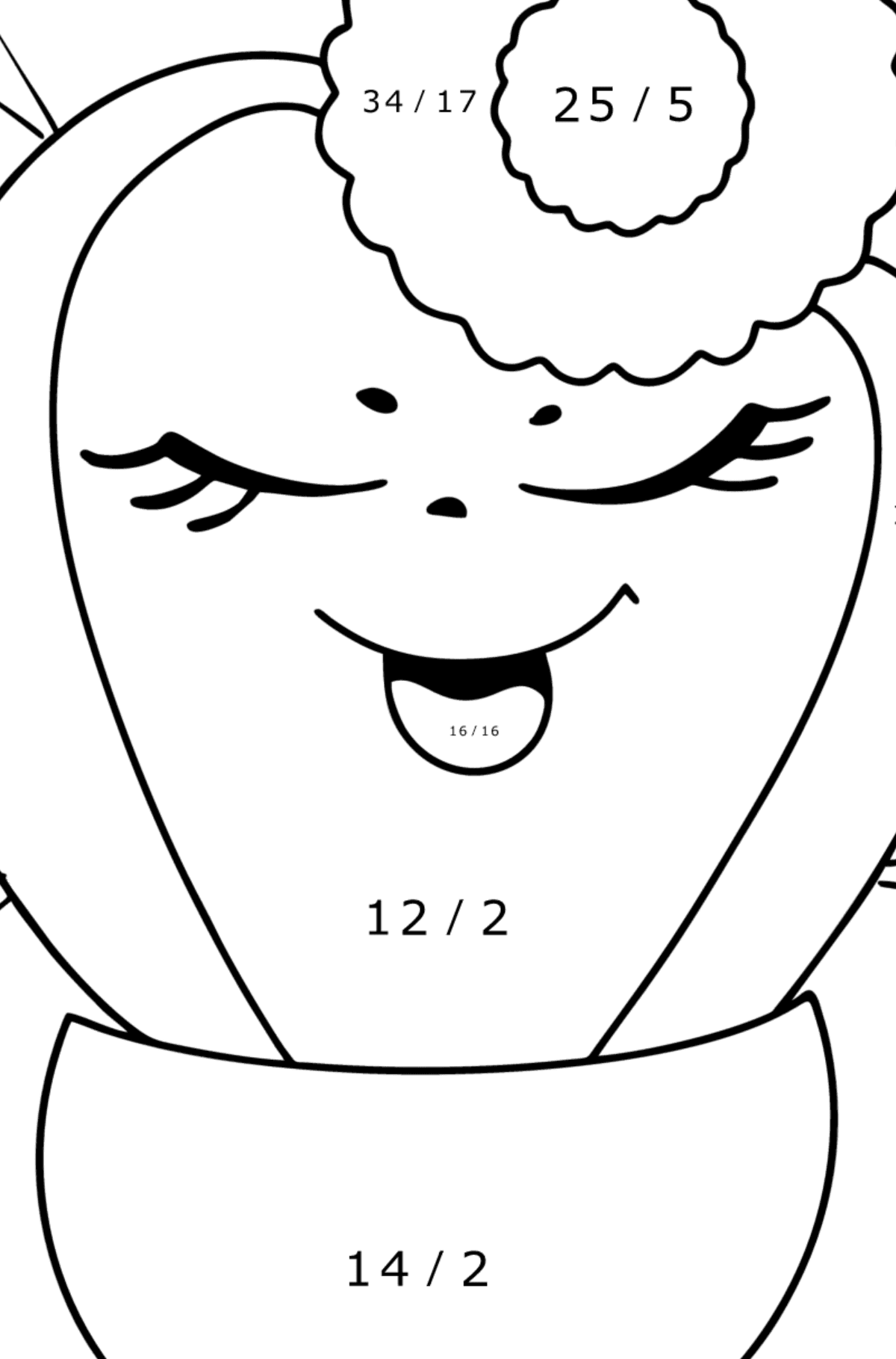 Cactus girl coloring page - Math Coloring - Division for Kids