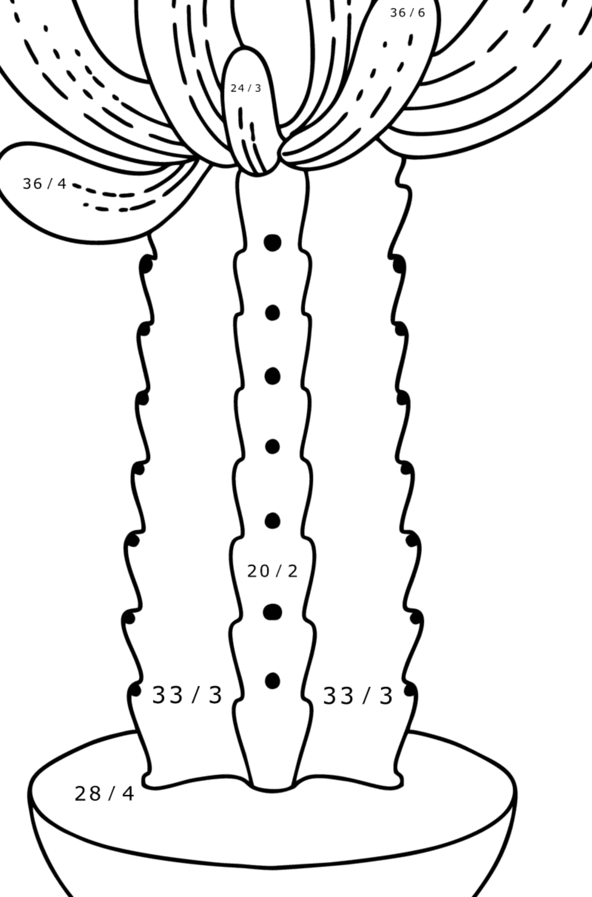 Simple cactus coloring page - Math Coloring - Division for Kids