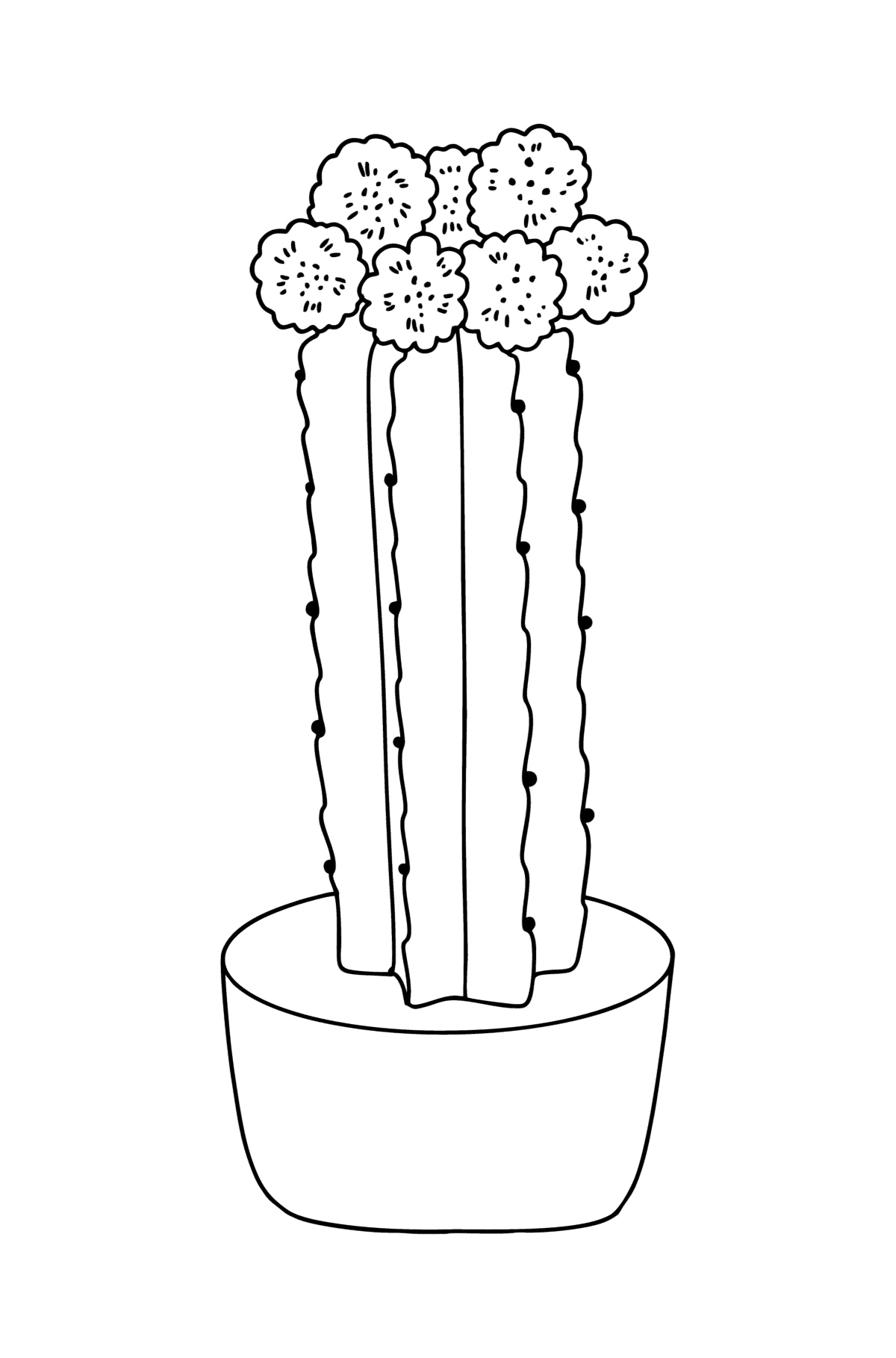 Ausmalbild Kaktus mit rosa Blüten - Malvorlagen für Kinder