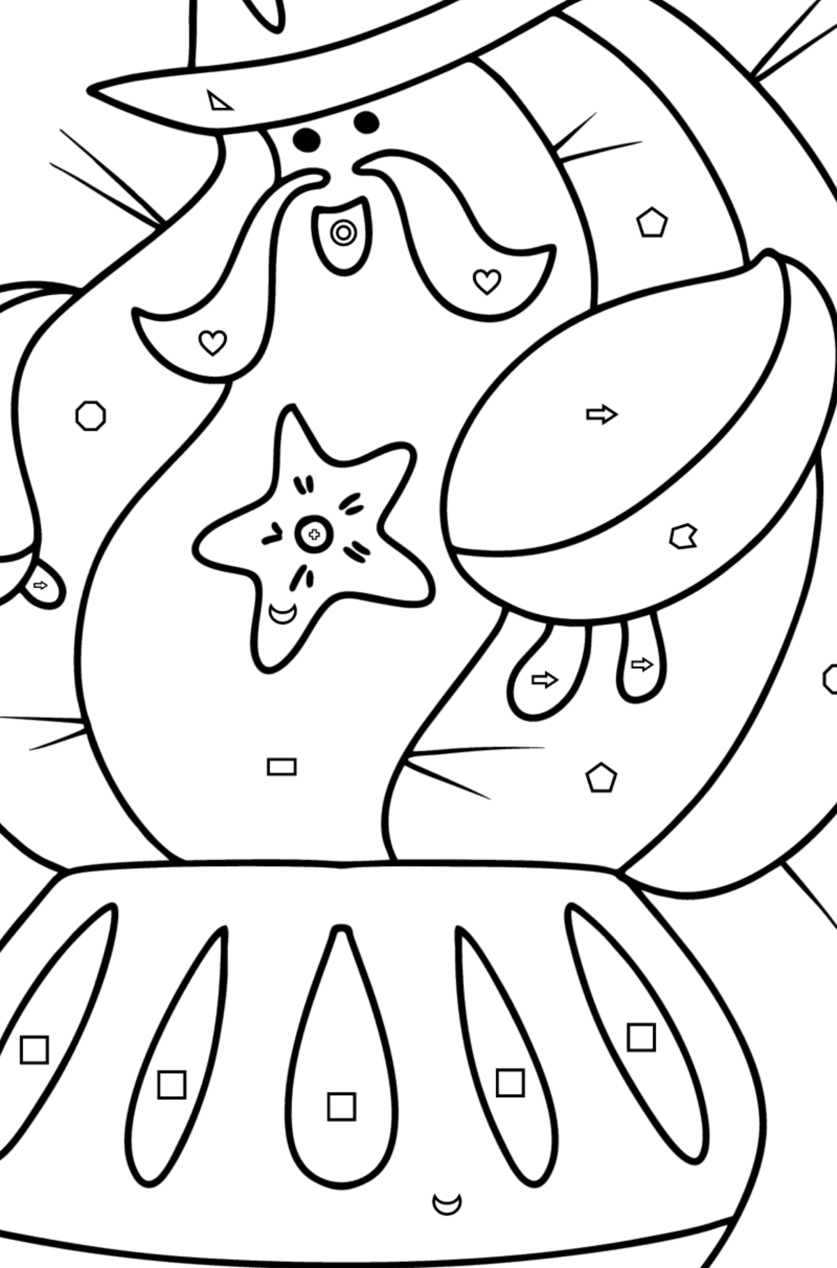 Sheriff Cactus coloring page - Coloring by Geometric Shapes for Kids