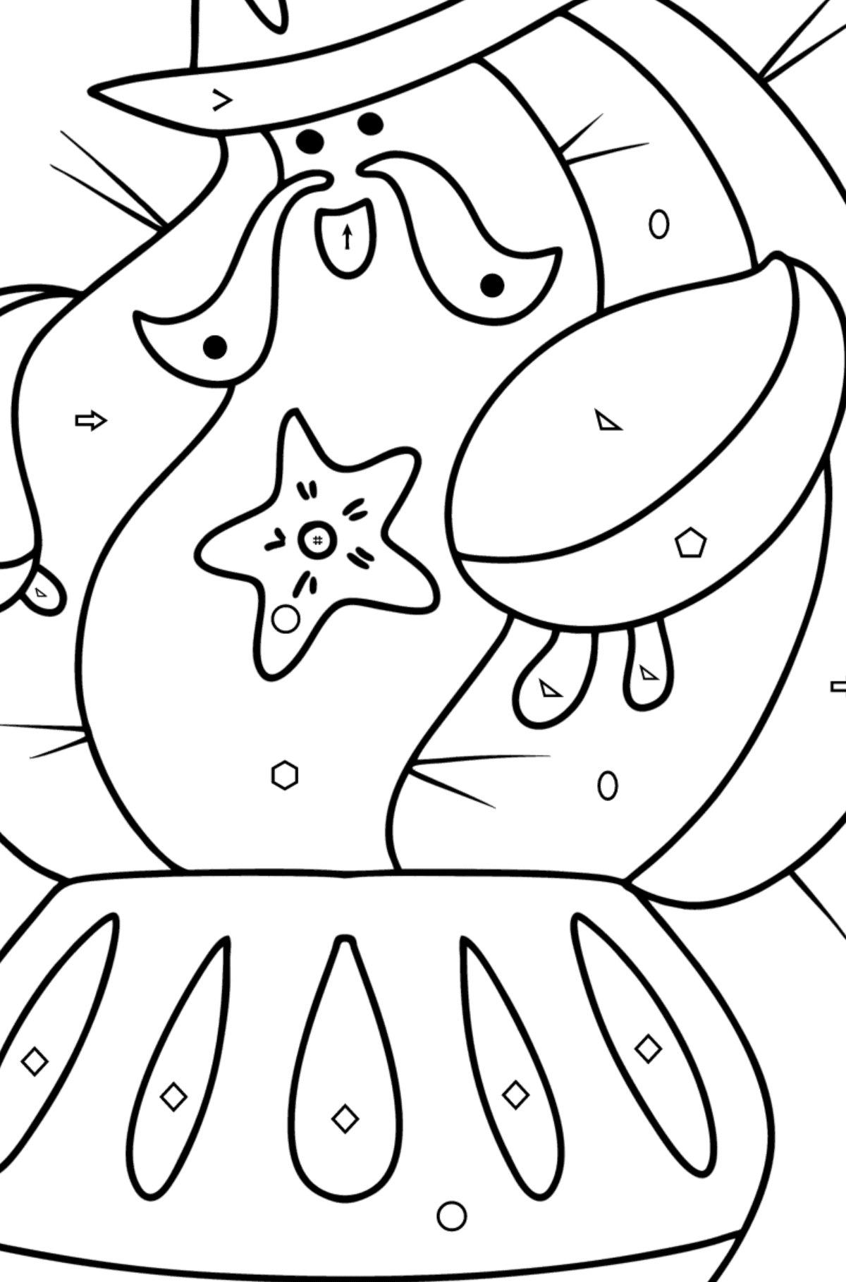 Sheriff Cactus coloring page - Coloring by Symbols and Geometric Shapes for Kids