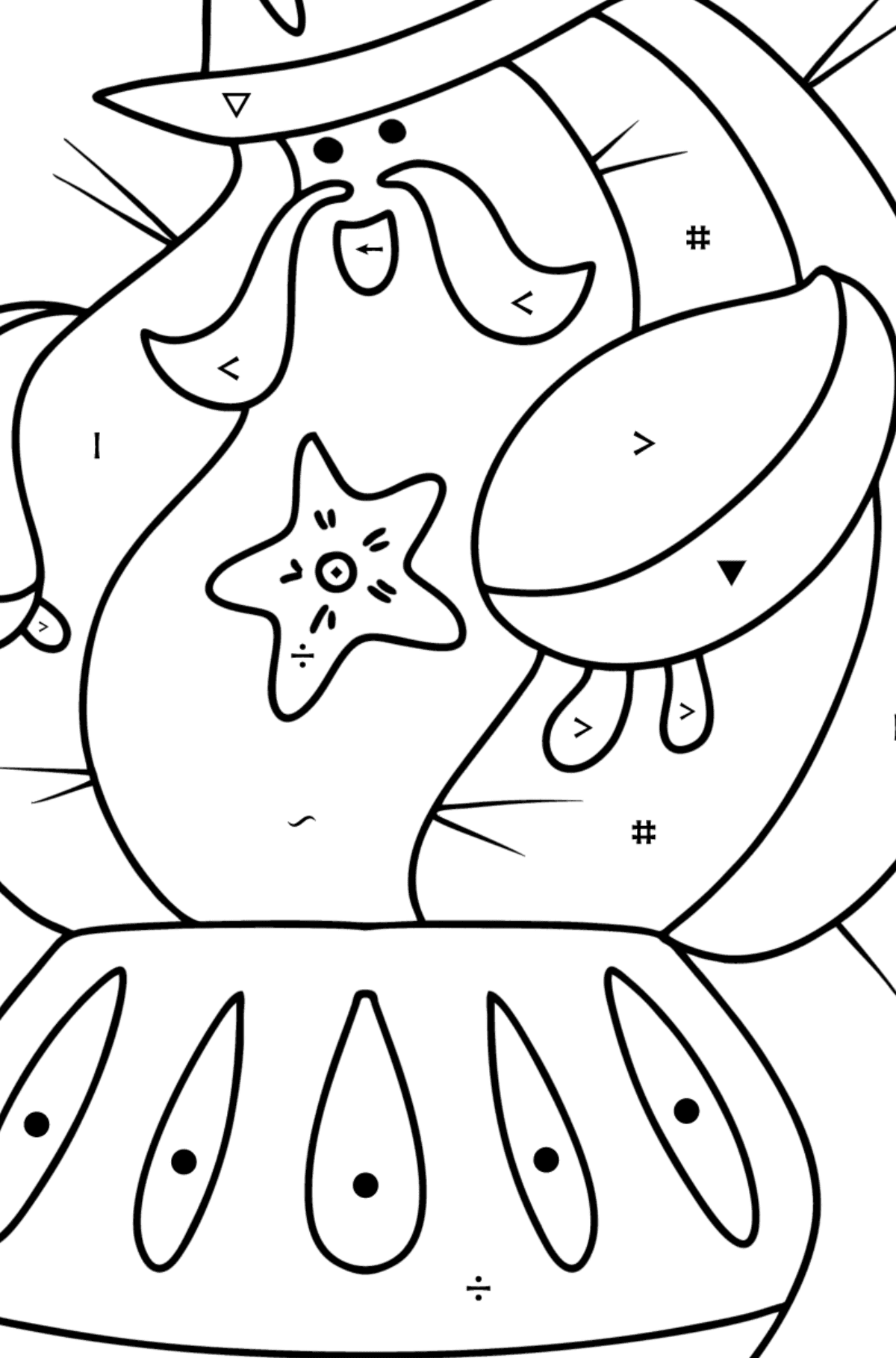 Sheriff Cactus coloring page - Coloring by Symbols for Kids