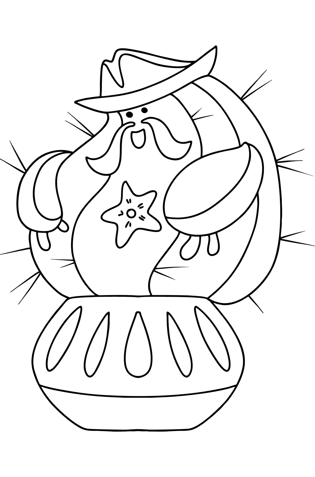 Desen de colorat șerif cactus - Desene de colorat pentru copii