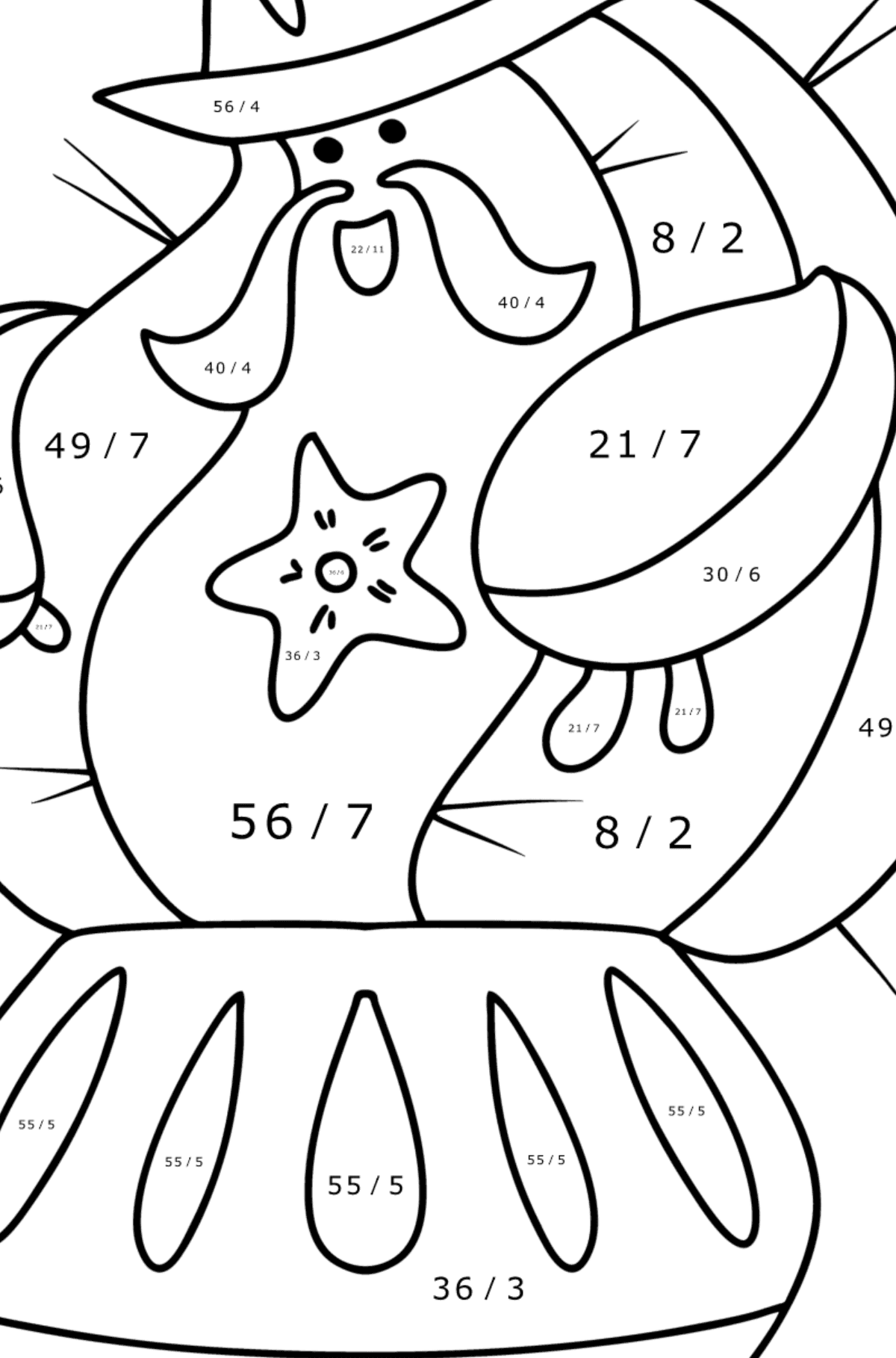 Sheriff Cactus coloring page - Math Coloring - Division for Kids