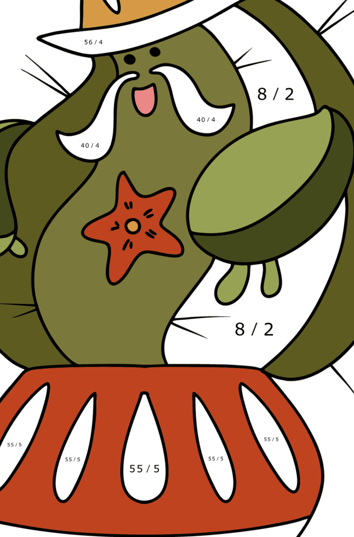 Desenho para colorir de Sheriff Cactus - Colorindo com Matemática - Divisão para Crianças
