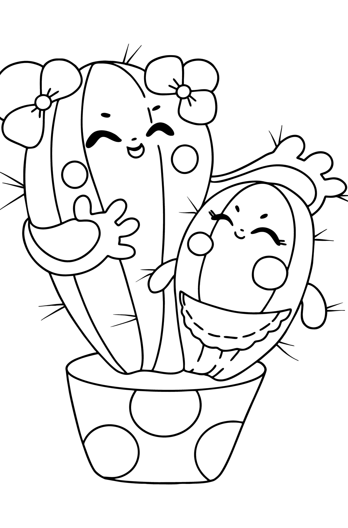 Dibujo de Cactus de dibujos animados para colorear - Dibujos para Colorear para Niños