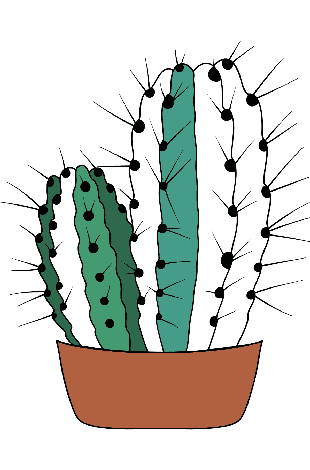 Easy cactus coloring page - Coloring Pages for Kids