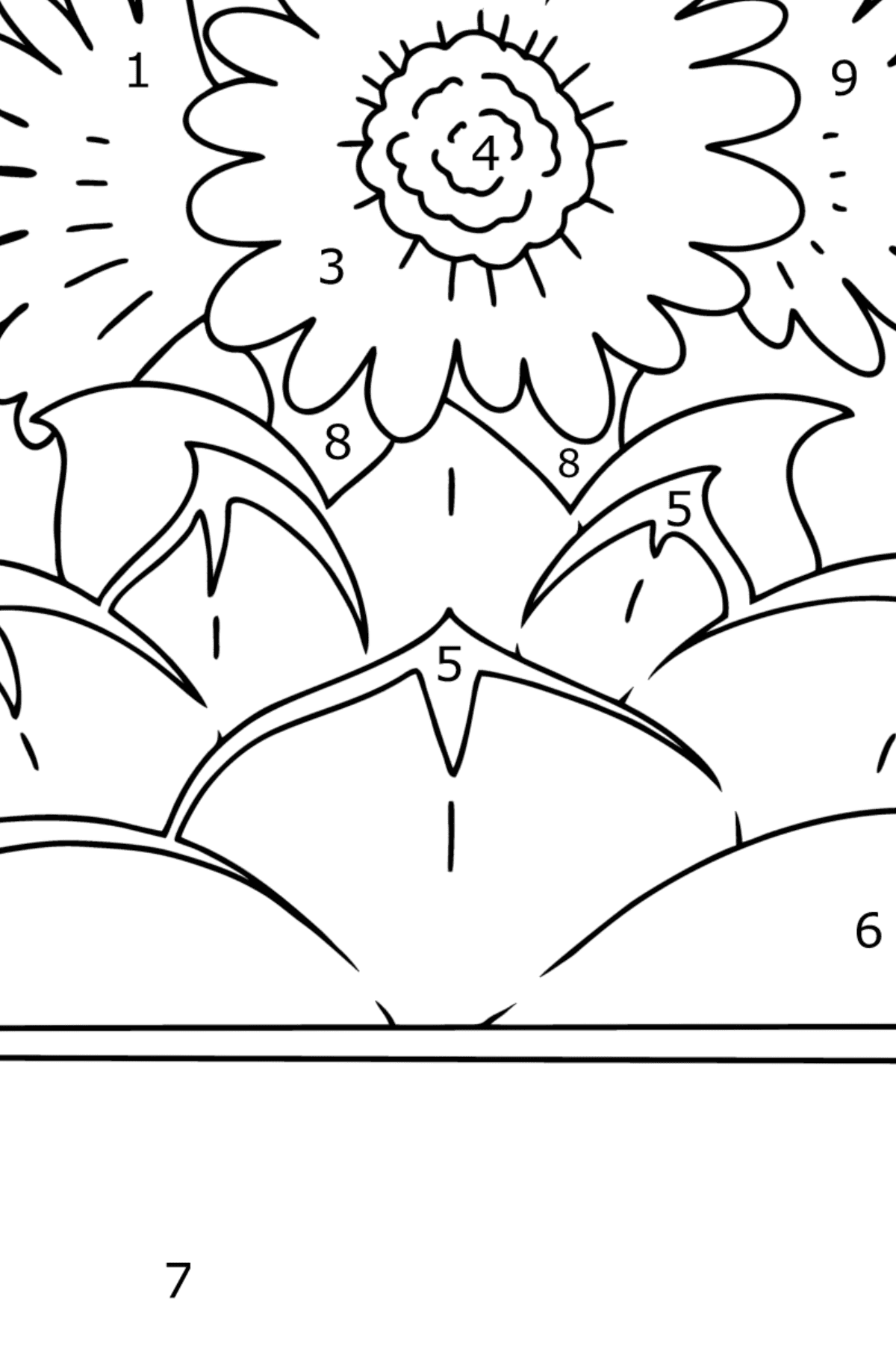 Echinocactus Grusonii coloring page - Coloring by Numbers for Kids