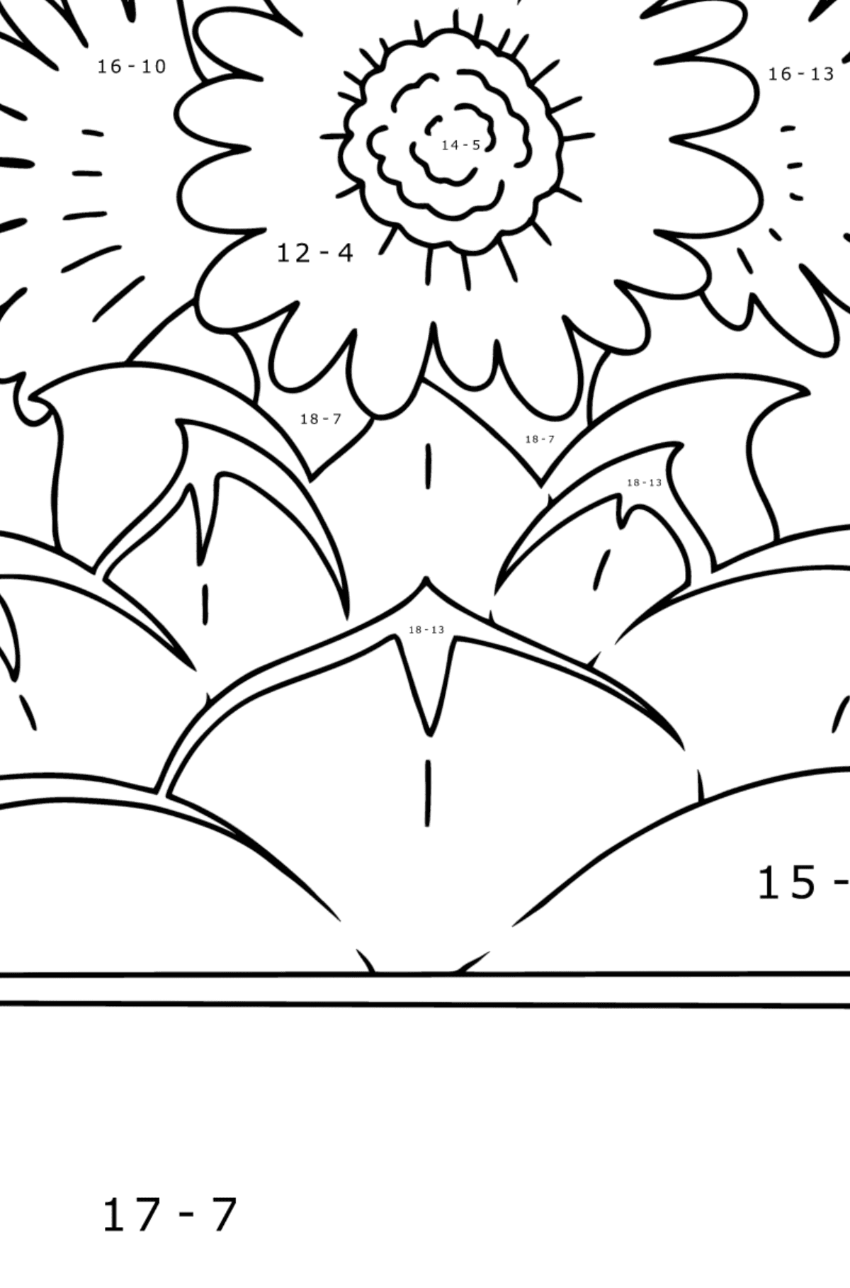 Echinocactus Grusonii coloring page - Math Coloring - Subtraction for Kids