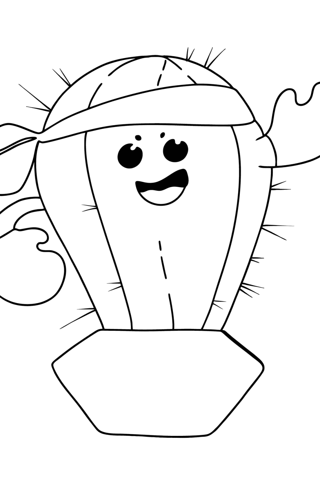 Funny cactus coloring page online and print for free 