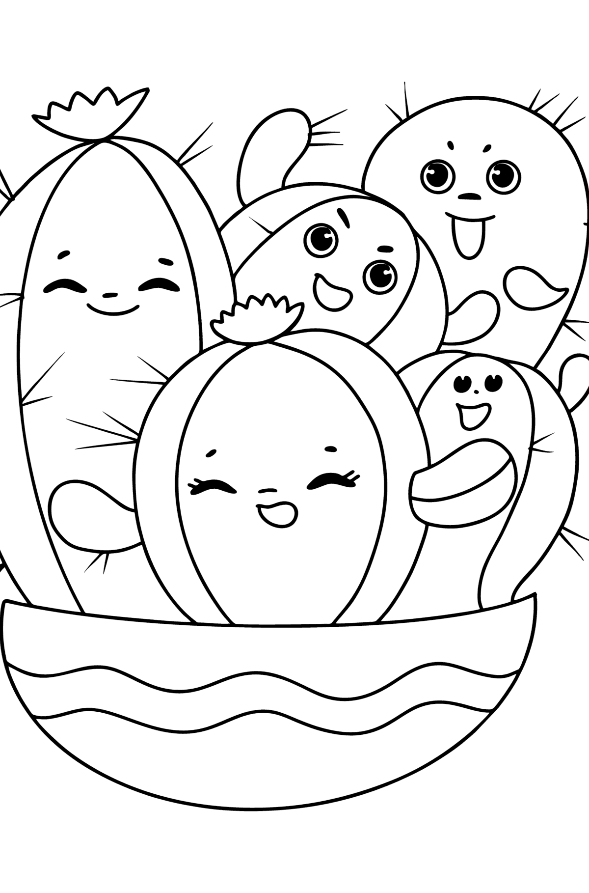 Kawaii Cactus coloring page - Coloring Pages for Kids
