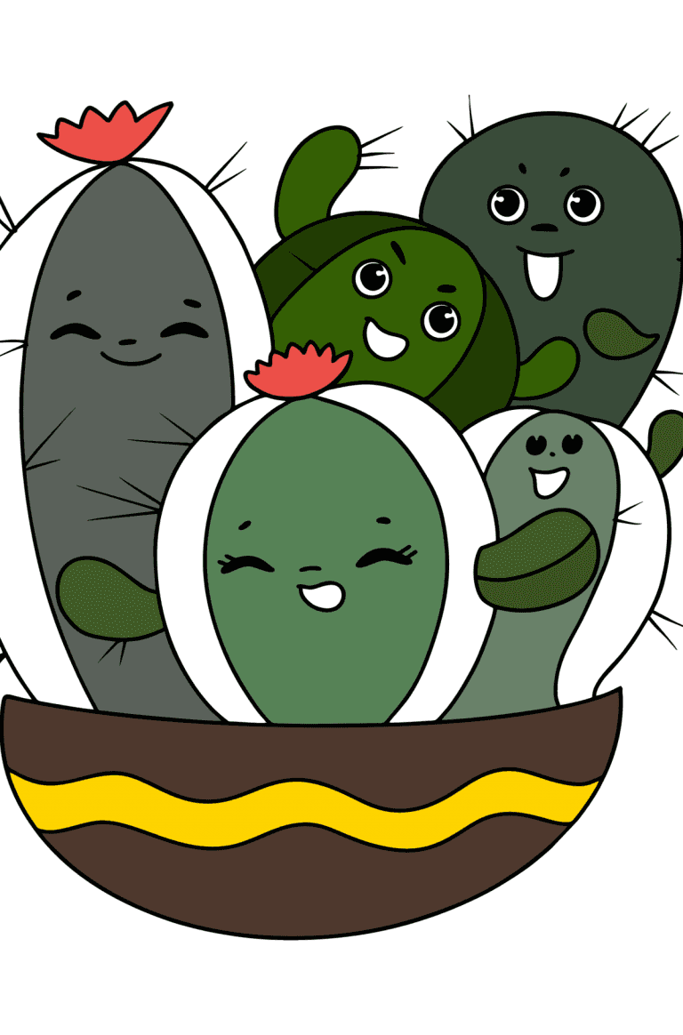 Раскраска Кактус с цветами ♥ Онлайн и Распечатать Бесплатно!