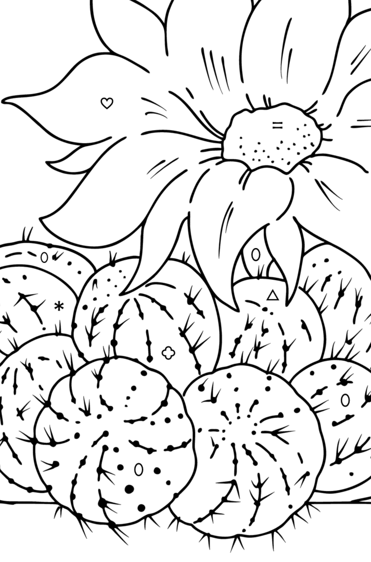 Little Nipple Cactus Coloring page - Coloring by Symbols and Geometric Shapes for Kids