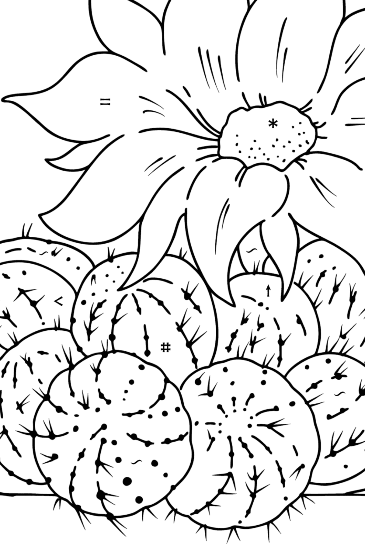 Little Nipple Cactus Coloring page - Coloring by Symbols for Kids