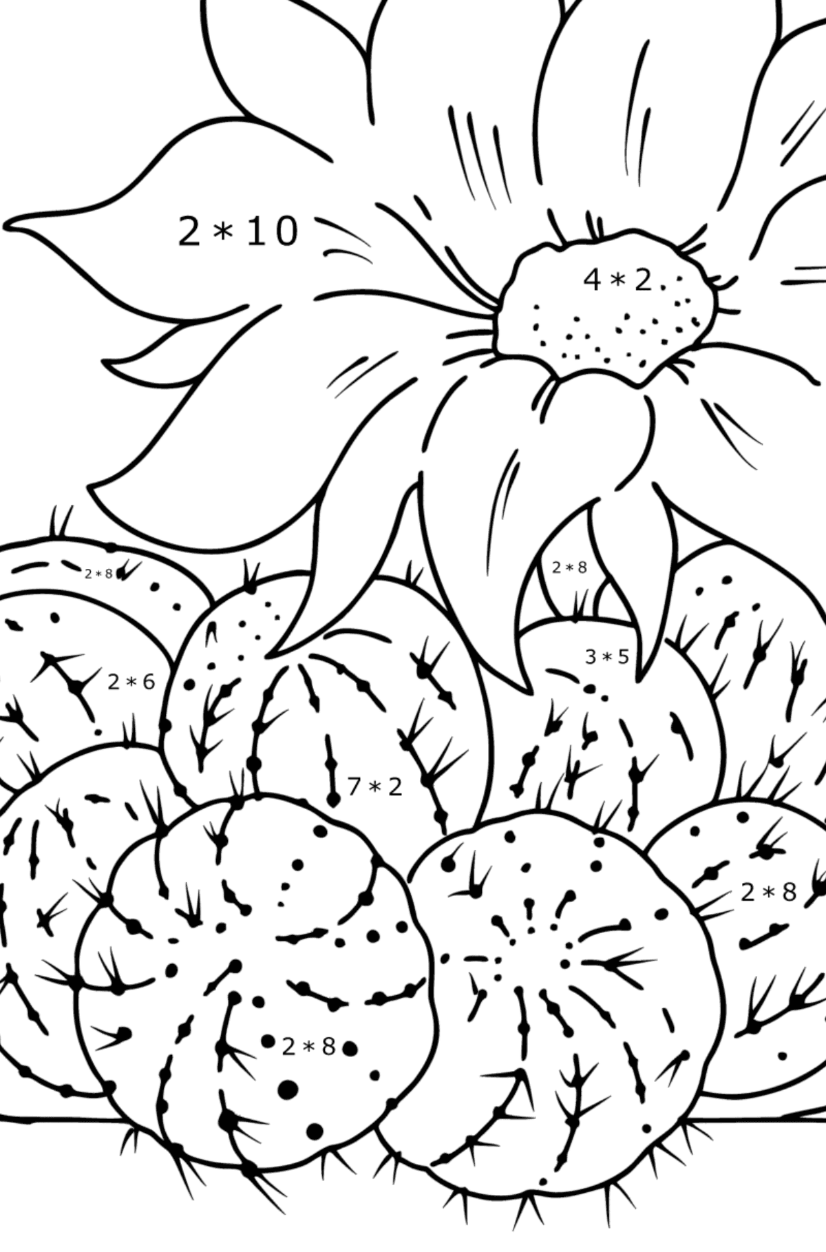 Little Nipple Cactus Coloring page - Math Coloring - Multiplication for Kids