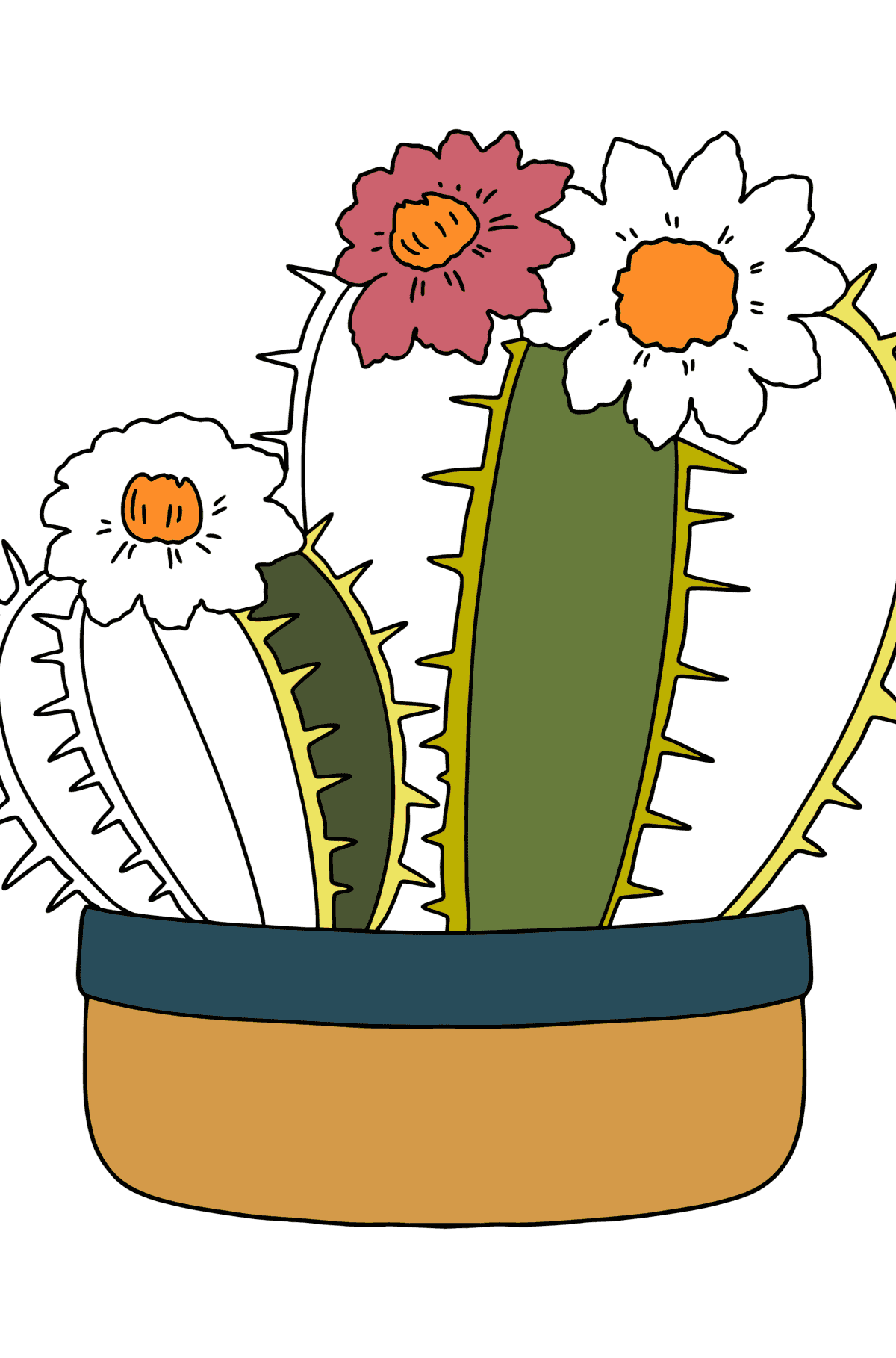 Disegno di Cactus carino da colorare - Disegni da colorare per bambini