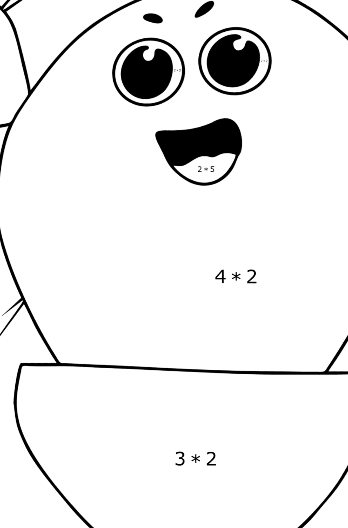 Розмальовка Кактус з очками - Математична Розмальовка Множення для дітей