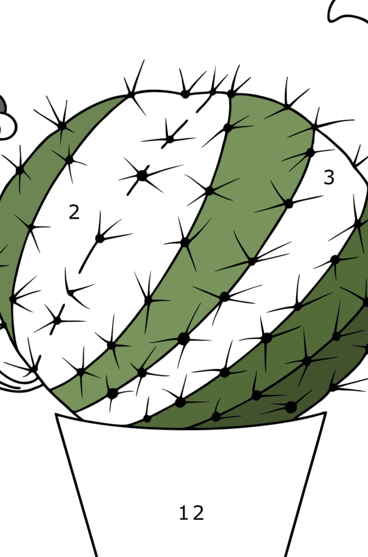 Coloriage Cactus Rebutia - Coloriage par Chiffres pour les Enfants