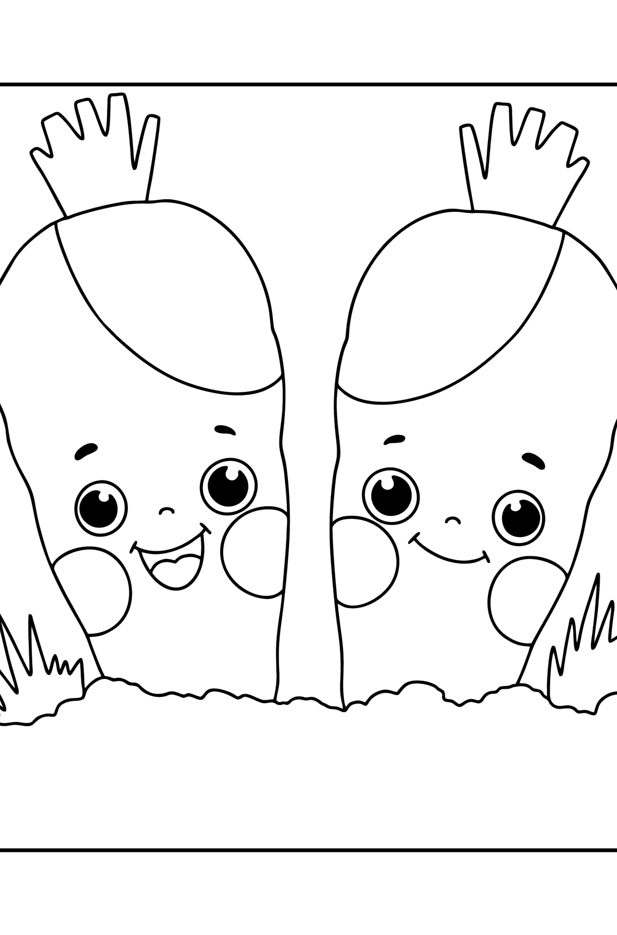 Kawaii Carrots сolouring page - Coloring Pages for Kids
