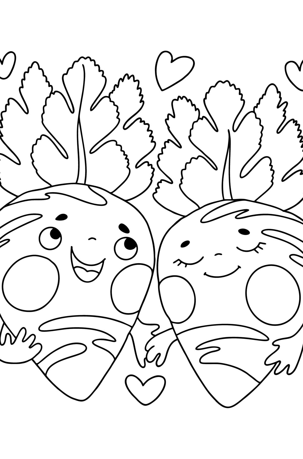 Carrots in love сolouring page - Coloring Pages for Kids