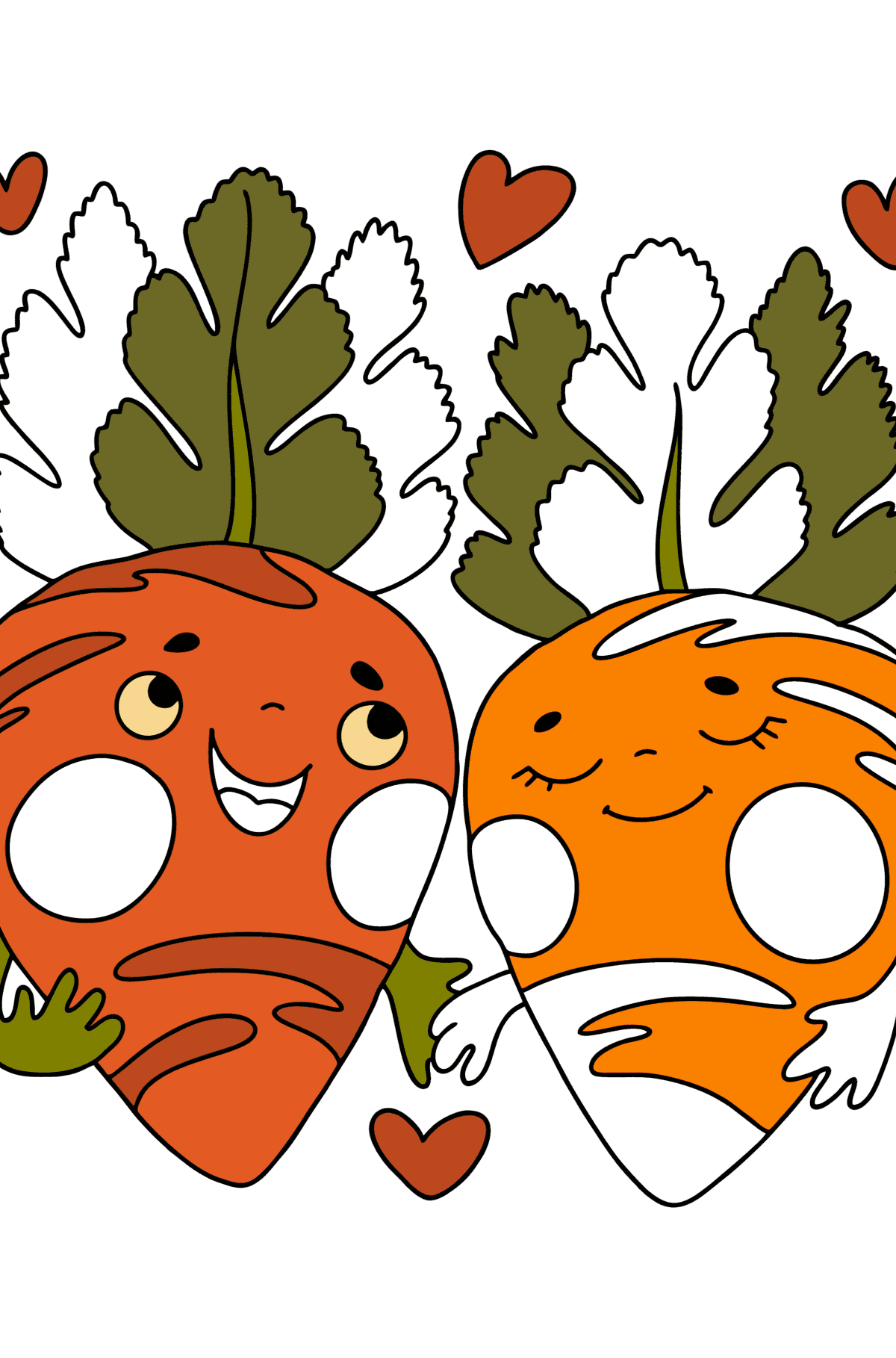 Carrots in love сolouring page - Coloring Pages for Kids