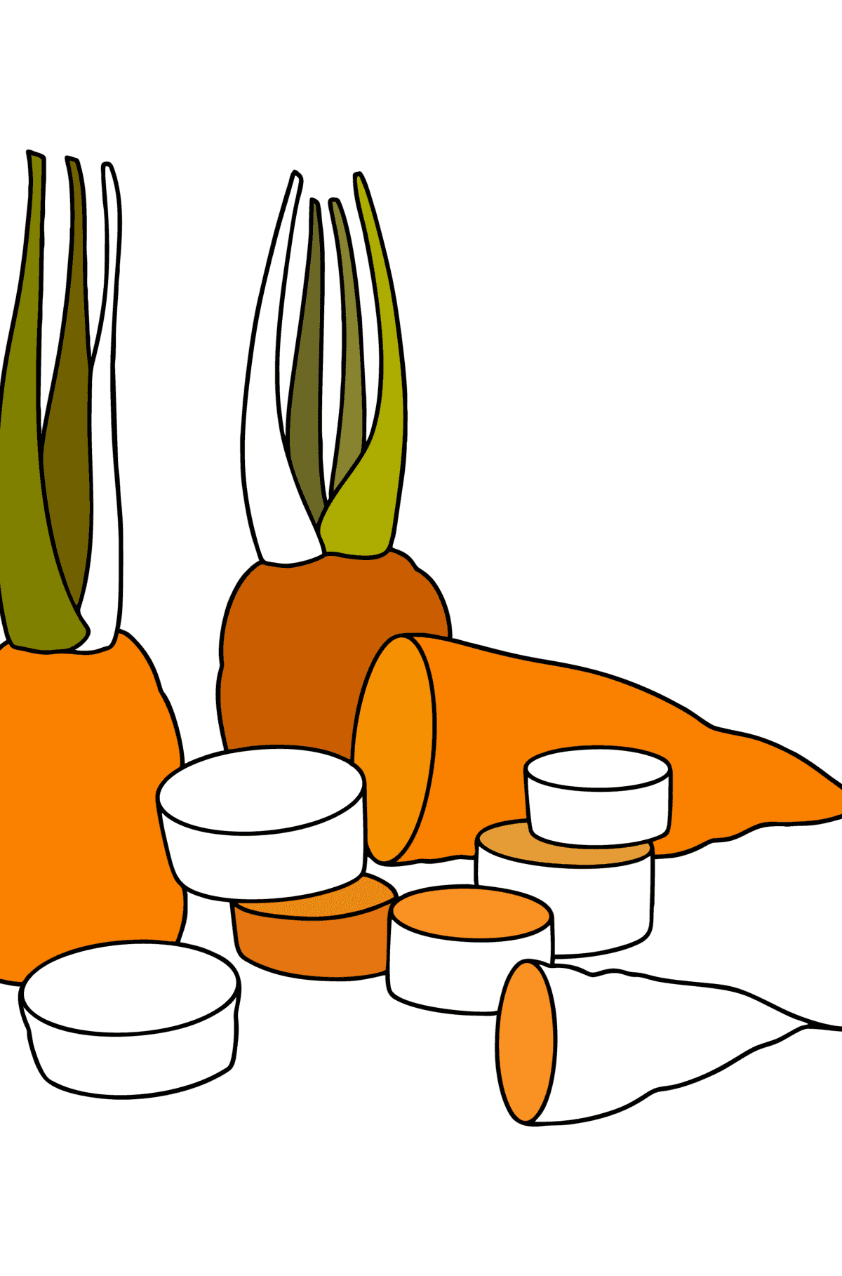 Värityskuva Viipaloidut porkkanat - Värityskuvat lapsille