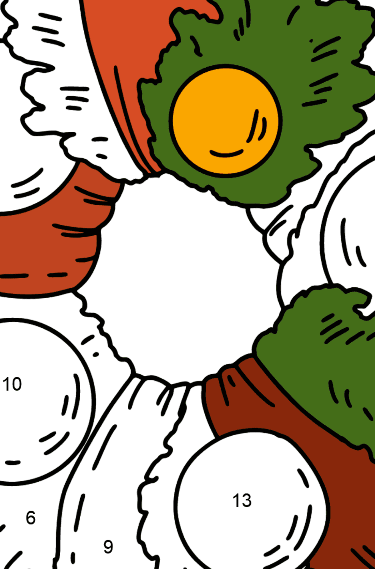 Dibujo de Corona de Navidad para colorear - Colorear por Números para Niños