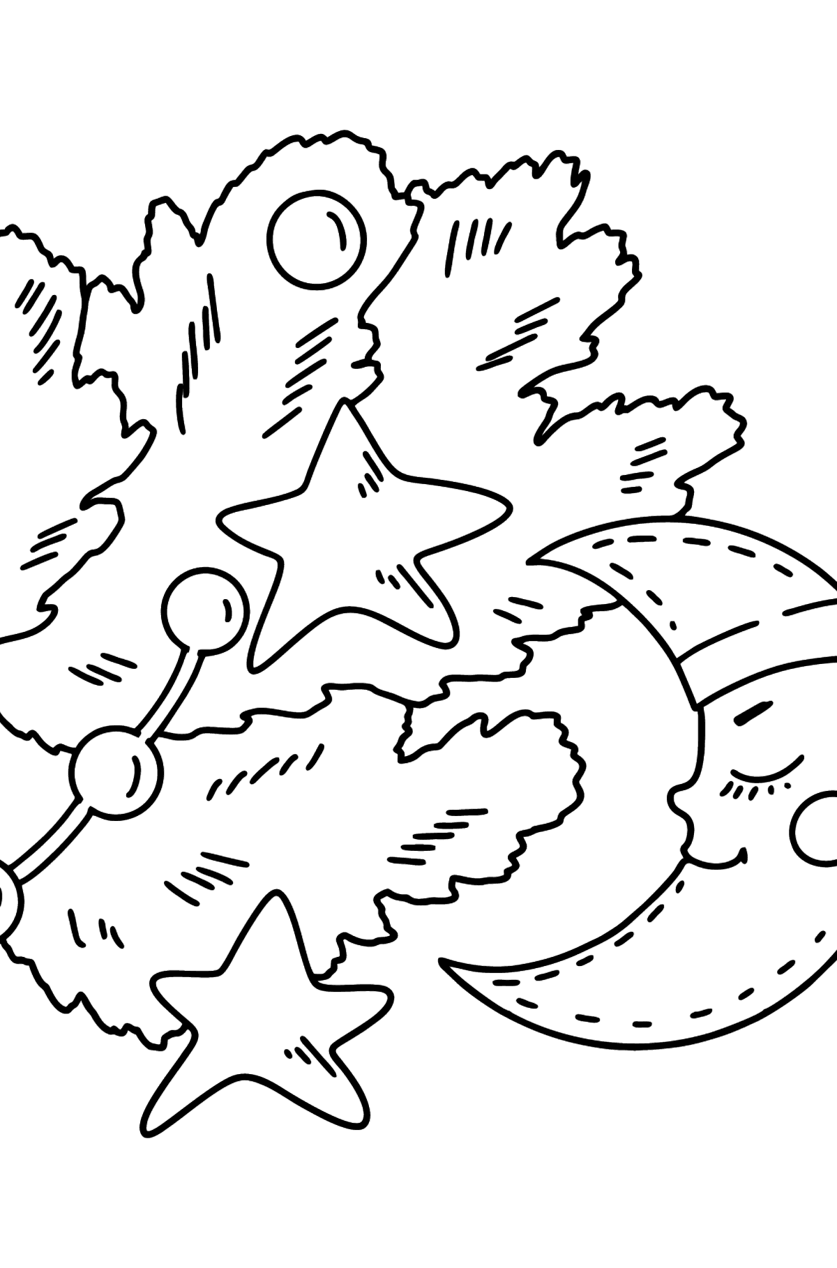 Розмальовка Прикрашена ялинова гілка - Розмальовки для дітей