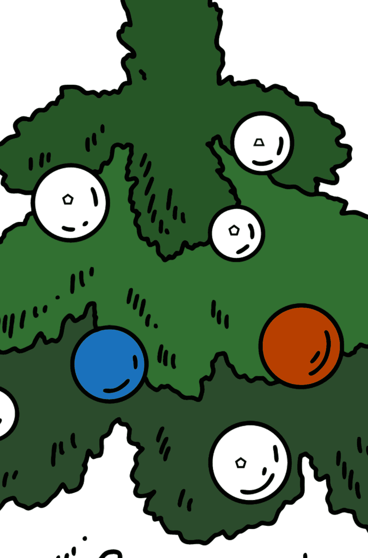 Dibujo de Árbol de Navidad decorado para colorear - Colorear por Formas Geométricas para Niños