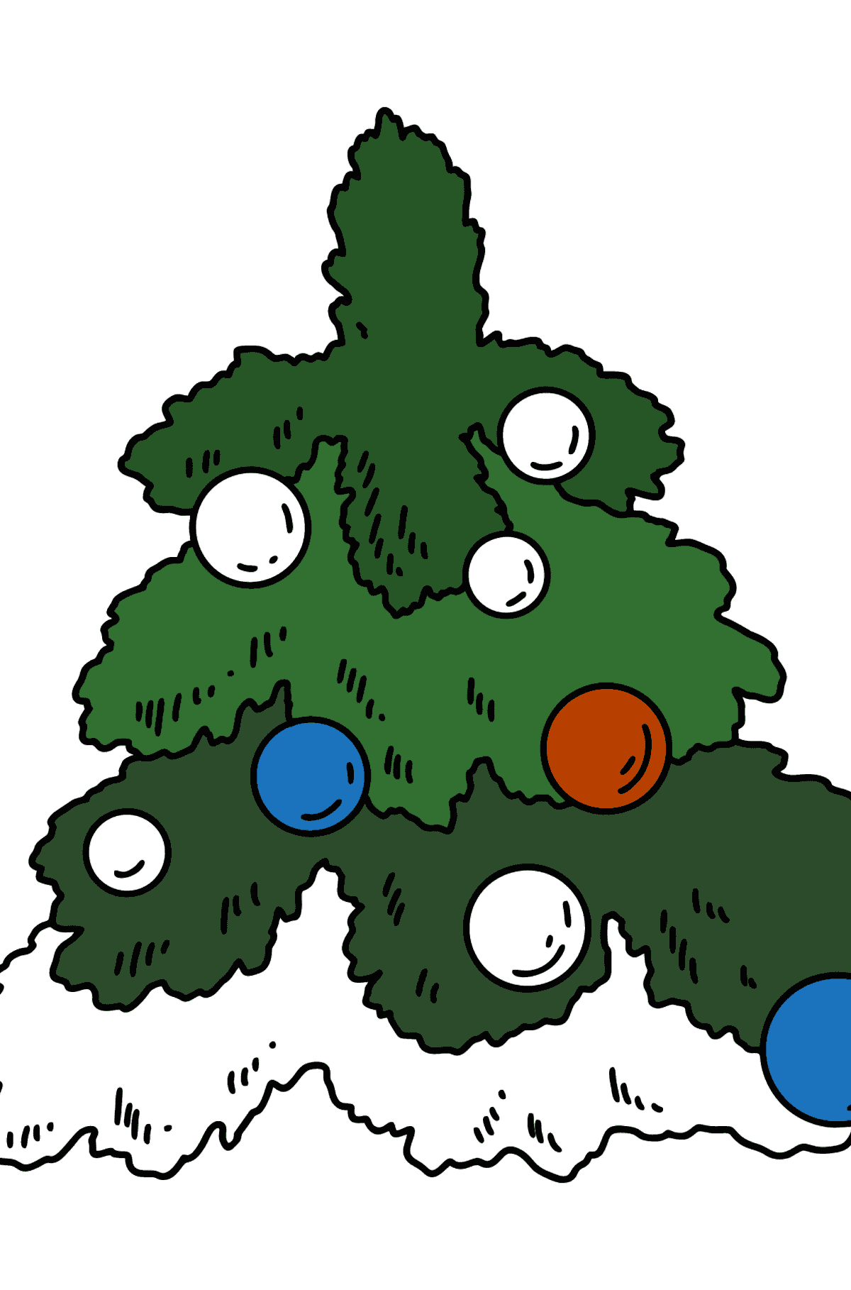 Kleurplaat gedecoreerde kerstboom - kleurplaten voor kinderen