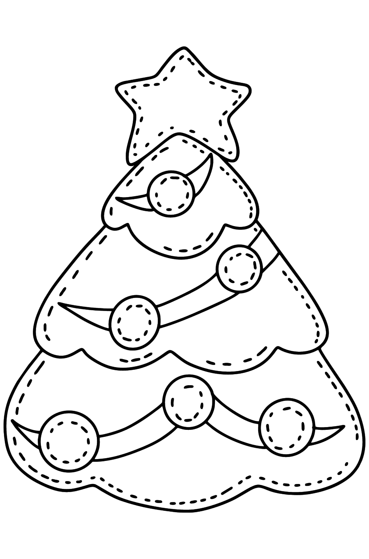 Desenho para colorir da árvore de Natal de feltro - Imagens para Colorir para Crianças