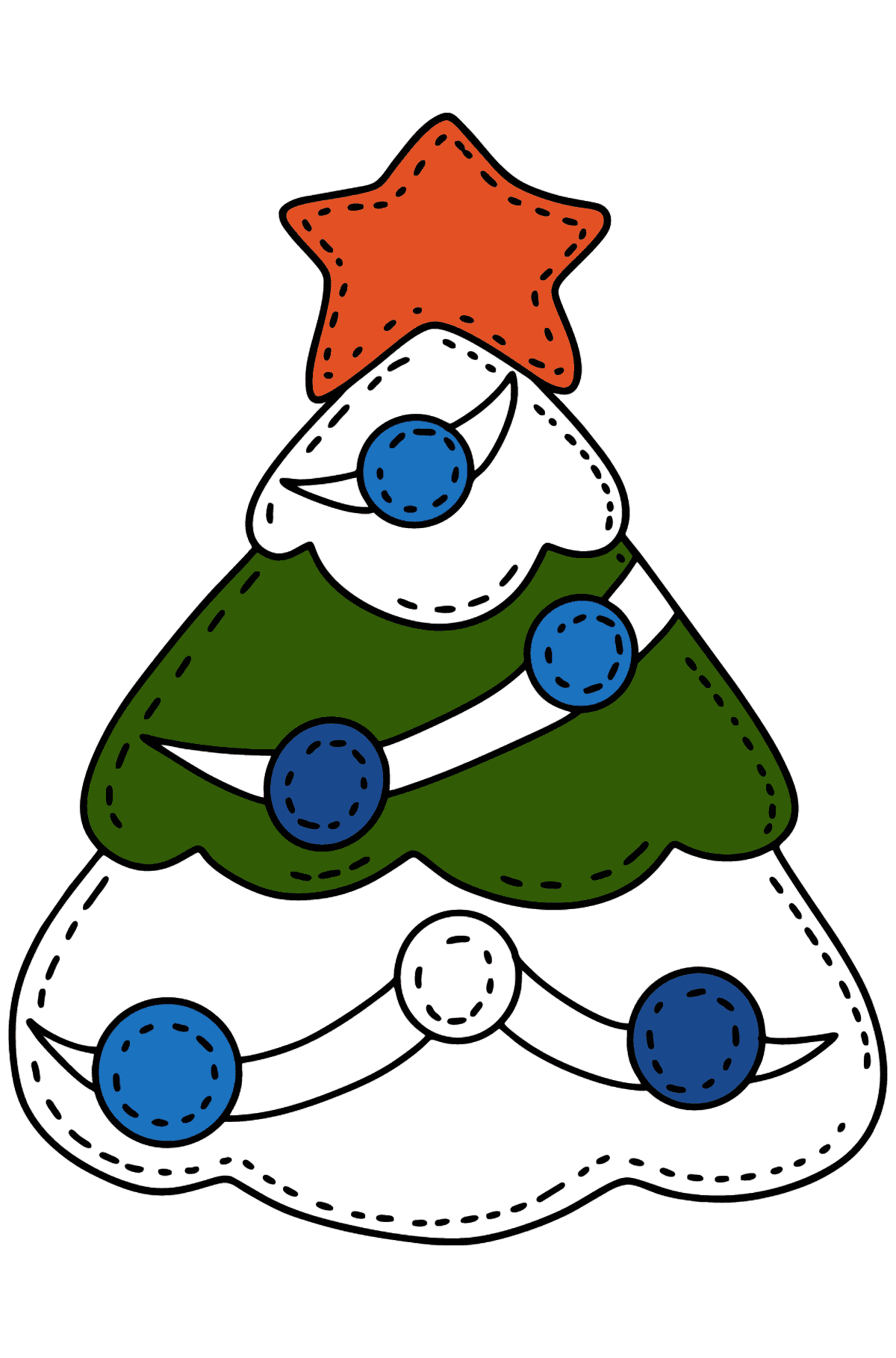 Desen de colorat pom de crăciun din pâslă - Desene de colorat pentru copii