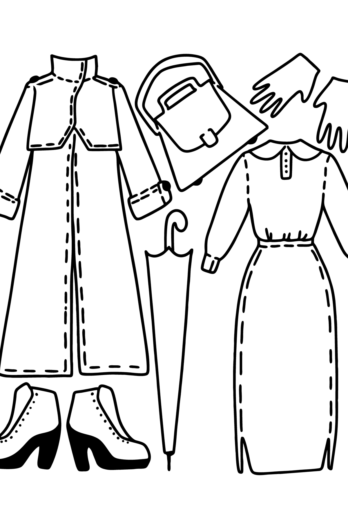 Autumn Clothes coloring page for girl - Coloring Pages for Kids