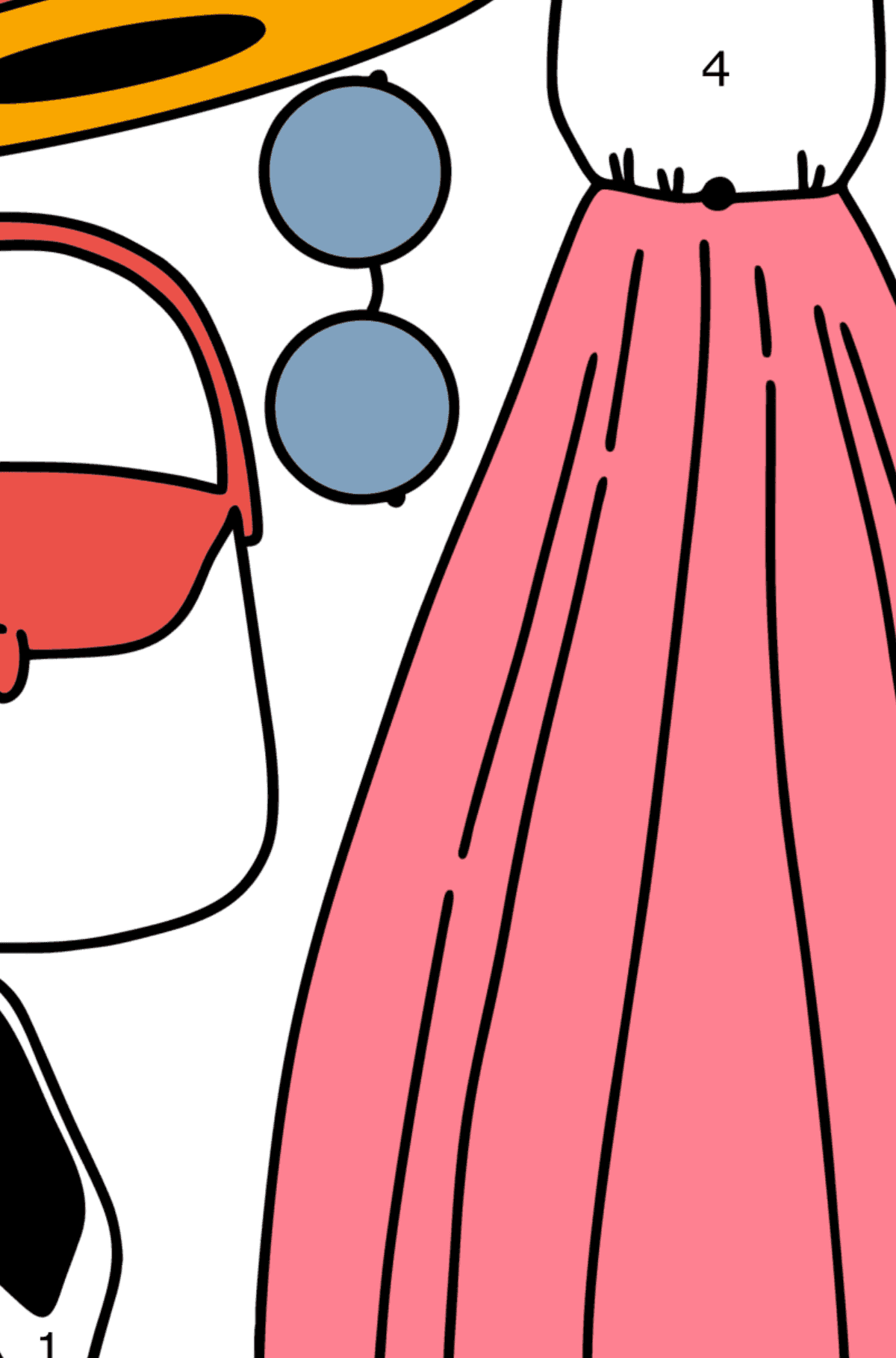 Dibujo de Bonita ropa de verano para colorear - Colorear por Números para Niños