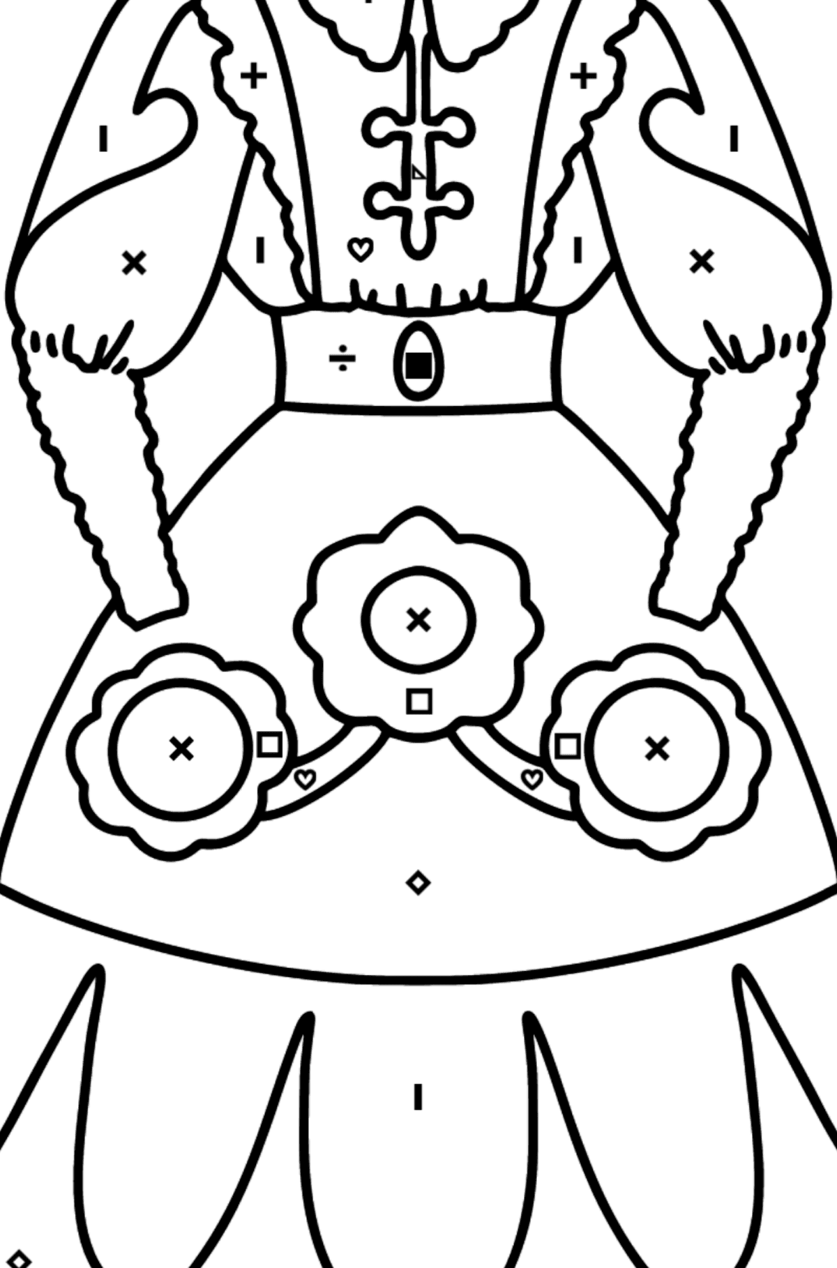 Розмальовка сторінка з сукнею - Розмальовка по Символам і Геометричним Фігурам для дітей
