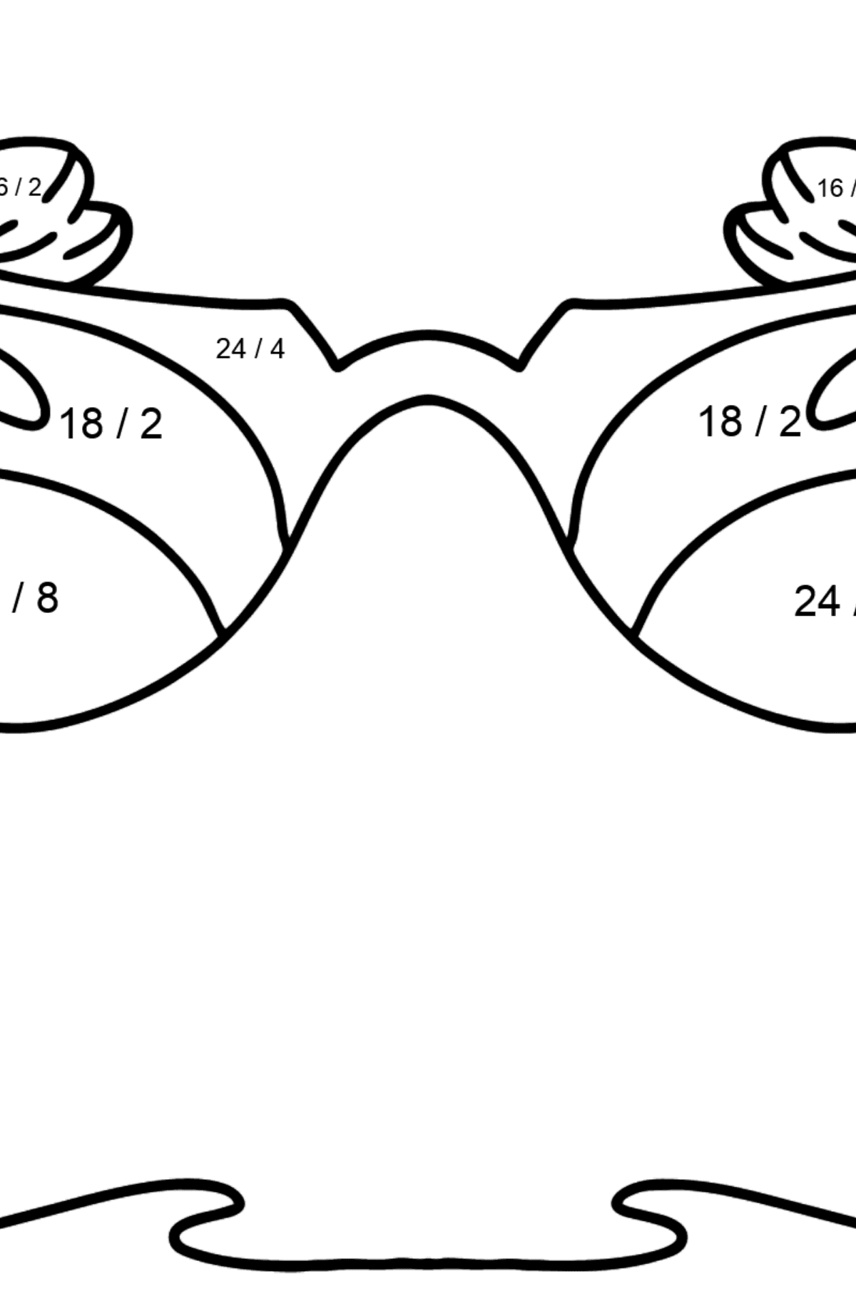 Забарвлення сторінки в окулярах - Математична Розмальовка Ділення для дітей