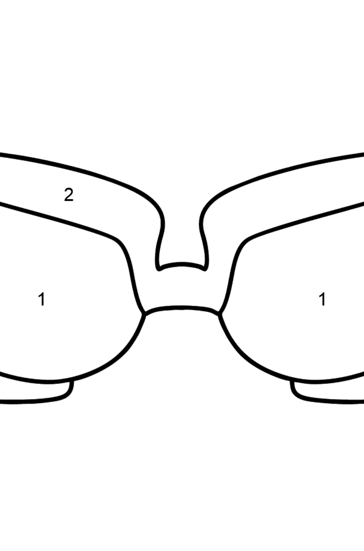 Kleurplaat bril (makkelijk) - Kleuren op nummer voor kinderen