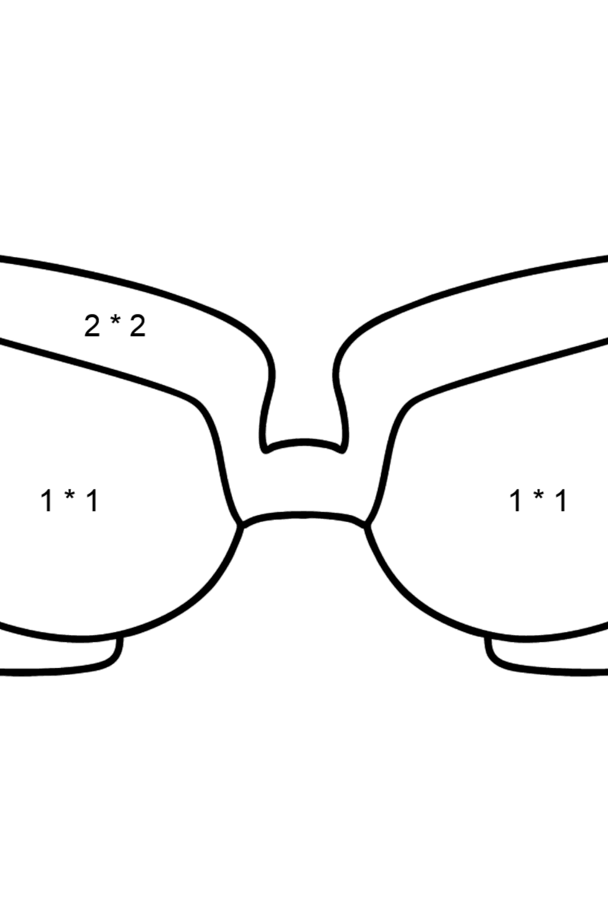 Óculos para colorir - Colorindo com Matemática - Multiplicação para Crianças