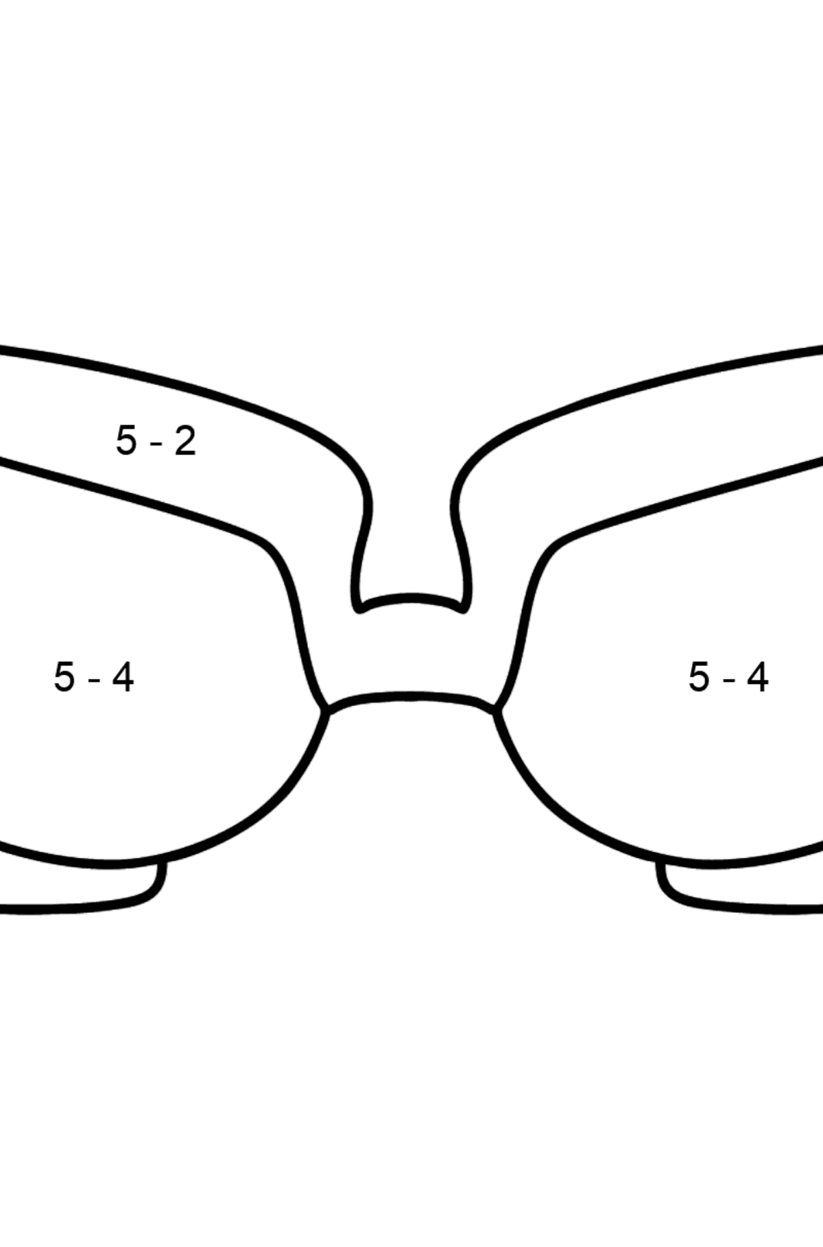 Óculos para colorir - Colorindo com Matemática - Subtração para Crianças