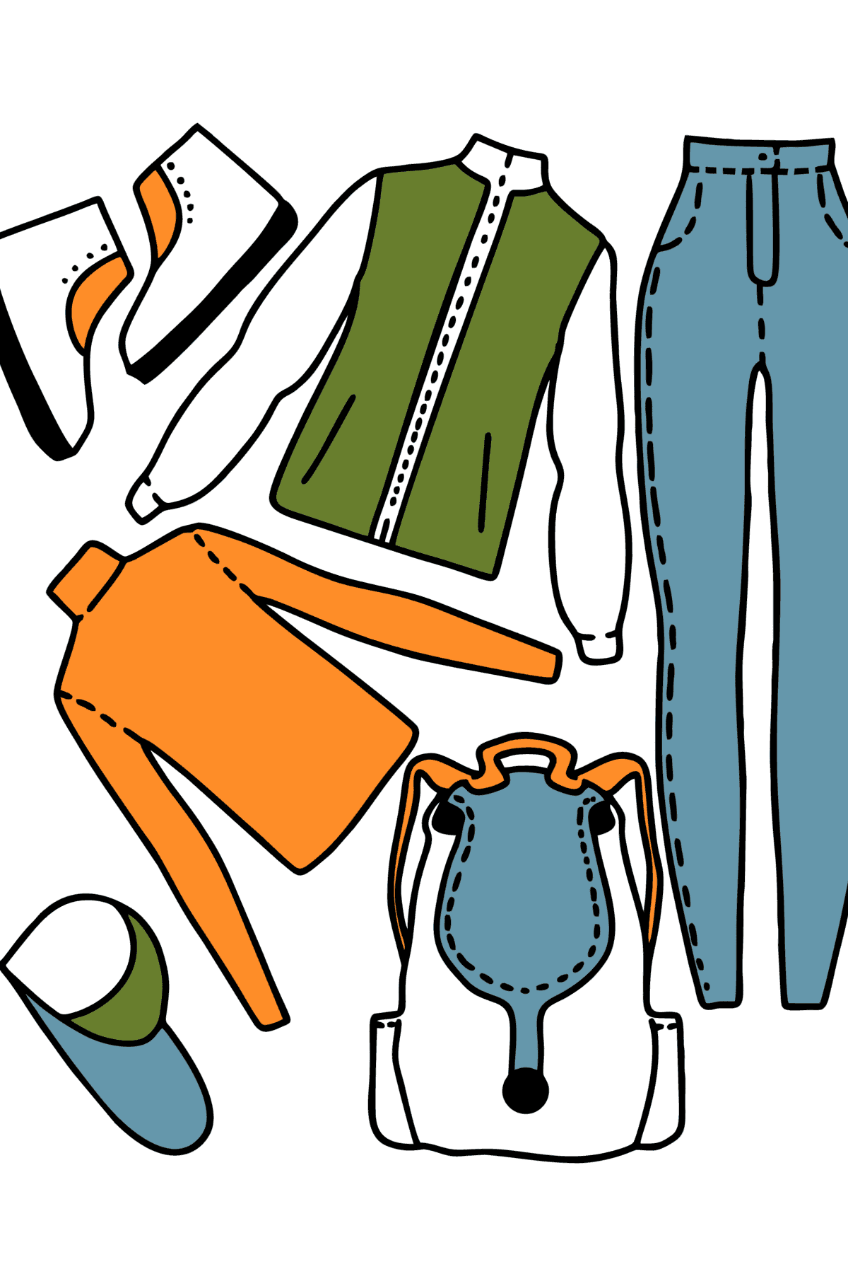 Desenho para colorir de roupas de primavera - Imagens para Colorir para Crianças