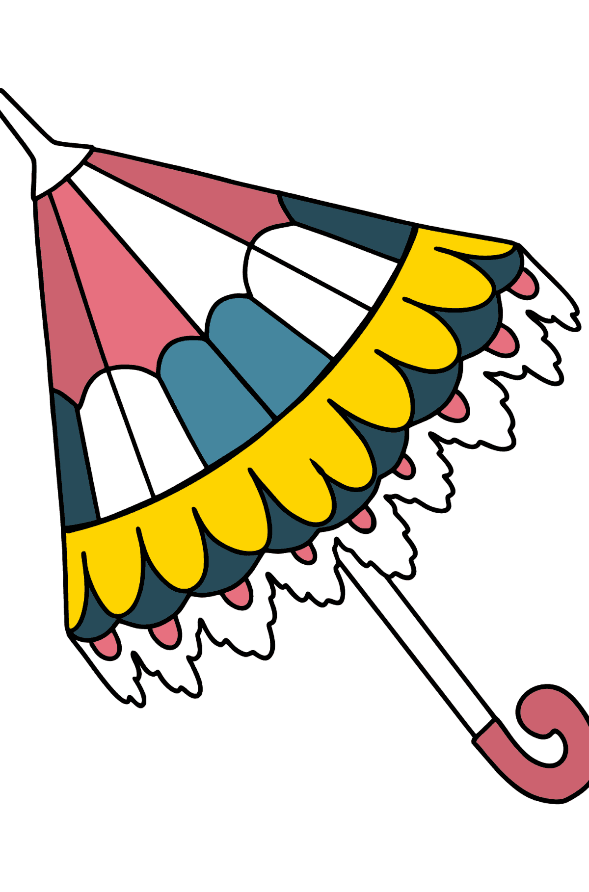 Desen de colorat umbrelă drăguță - Desene de colorat pentru copii