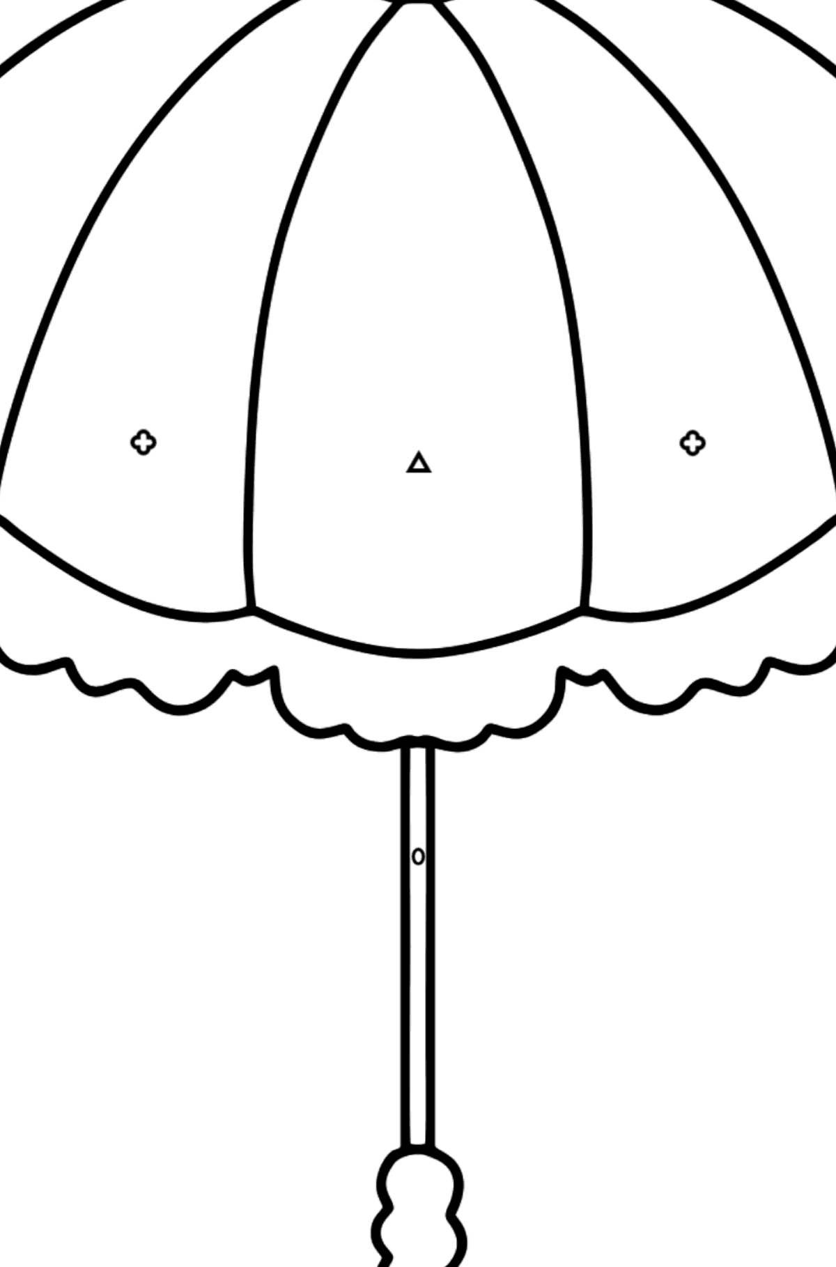 Kleurplaat paraplu (makkelijk) - Kleuren met geometrische figuren voor kinderen