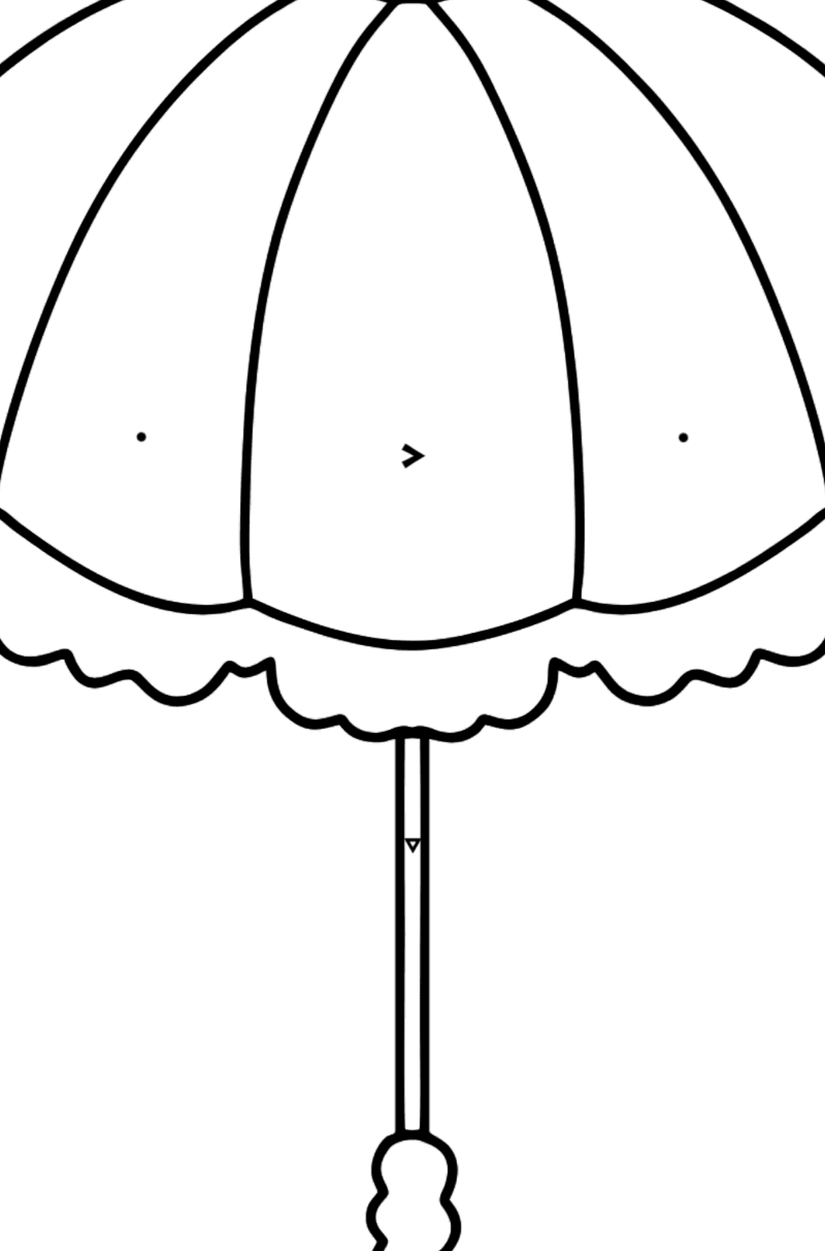 Раскраска зонтик для малышей - По Символам для Детей