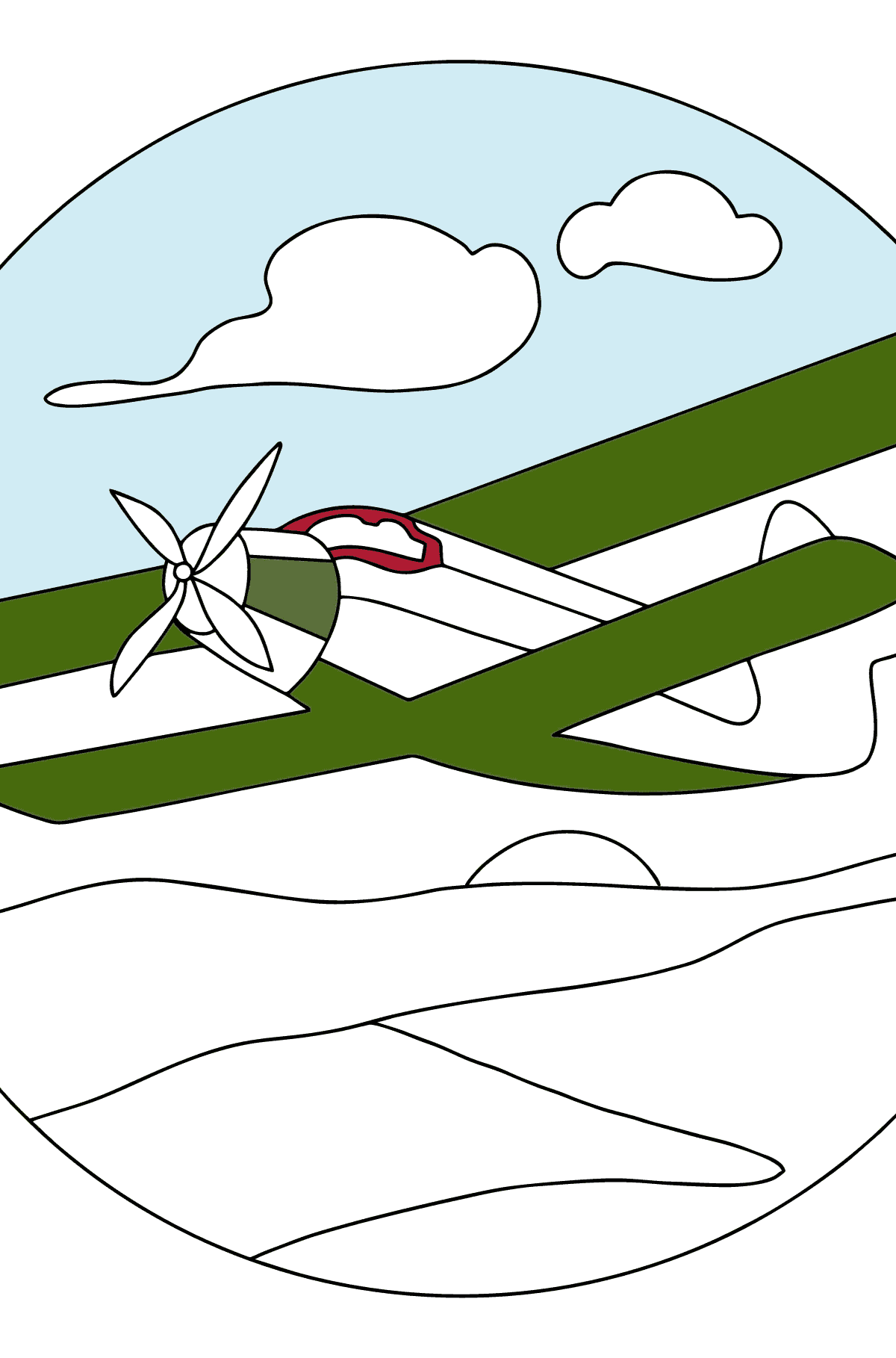 Desenho de avião  para colorir - um biplano - Imagens para Colorir para Crianças