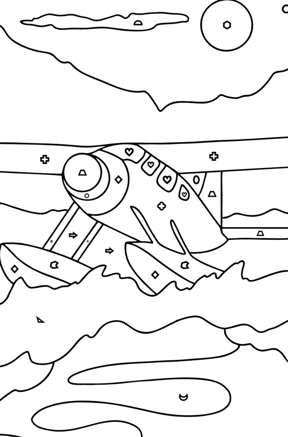 Coloring Page - A Hydroplane - Coloring by Geometric Shapes for Kids