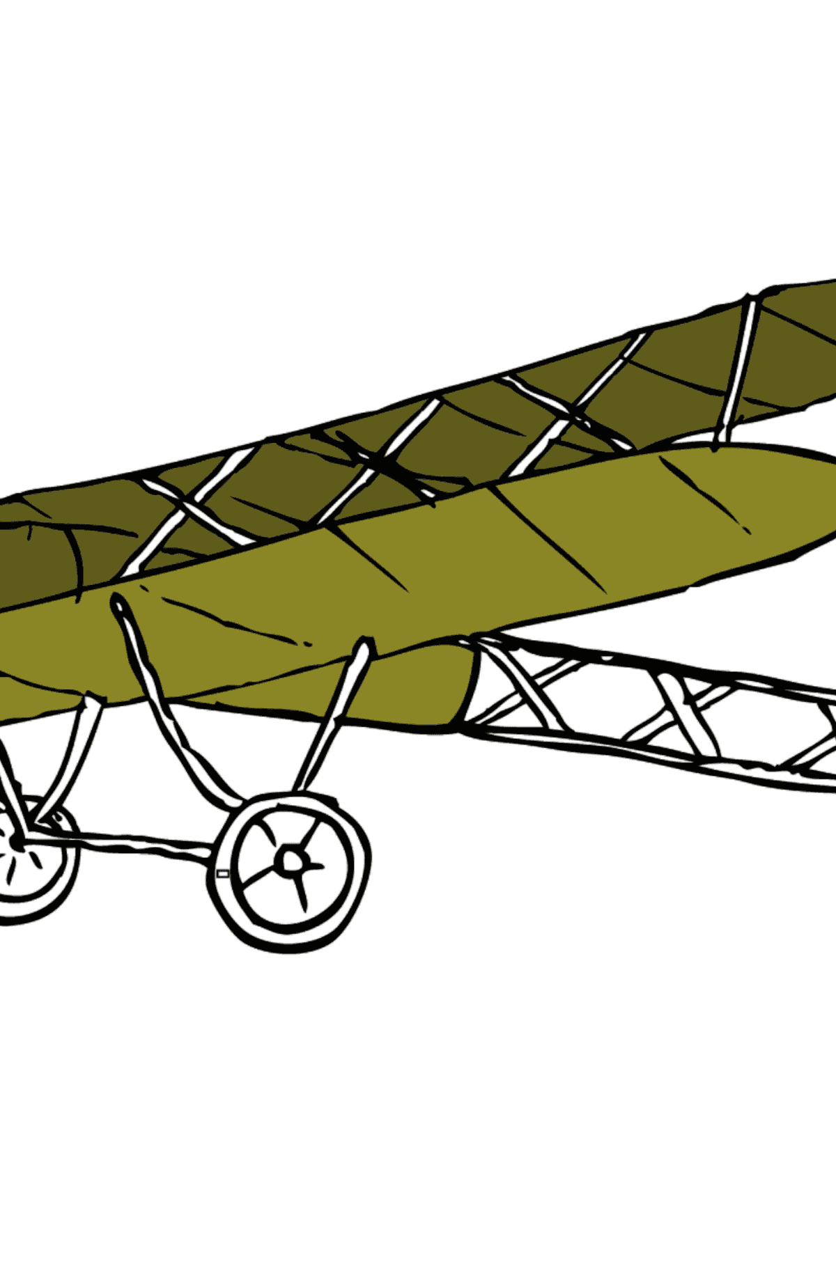 Military Biplane Coloring Page - Coloring by Geometric Shapes for Kids