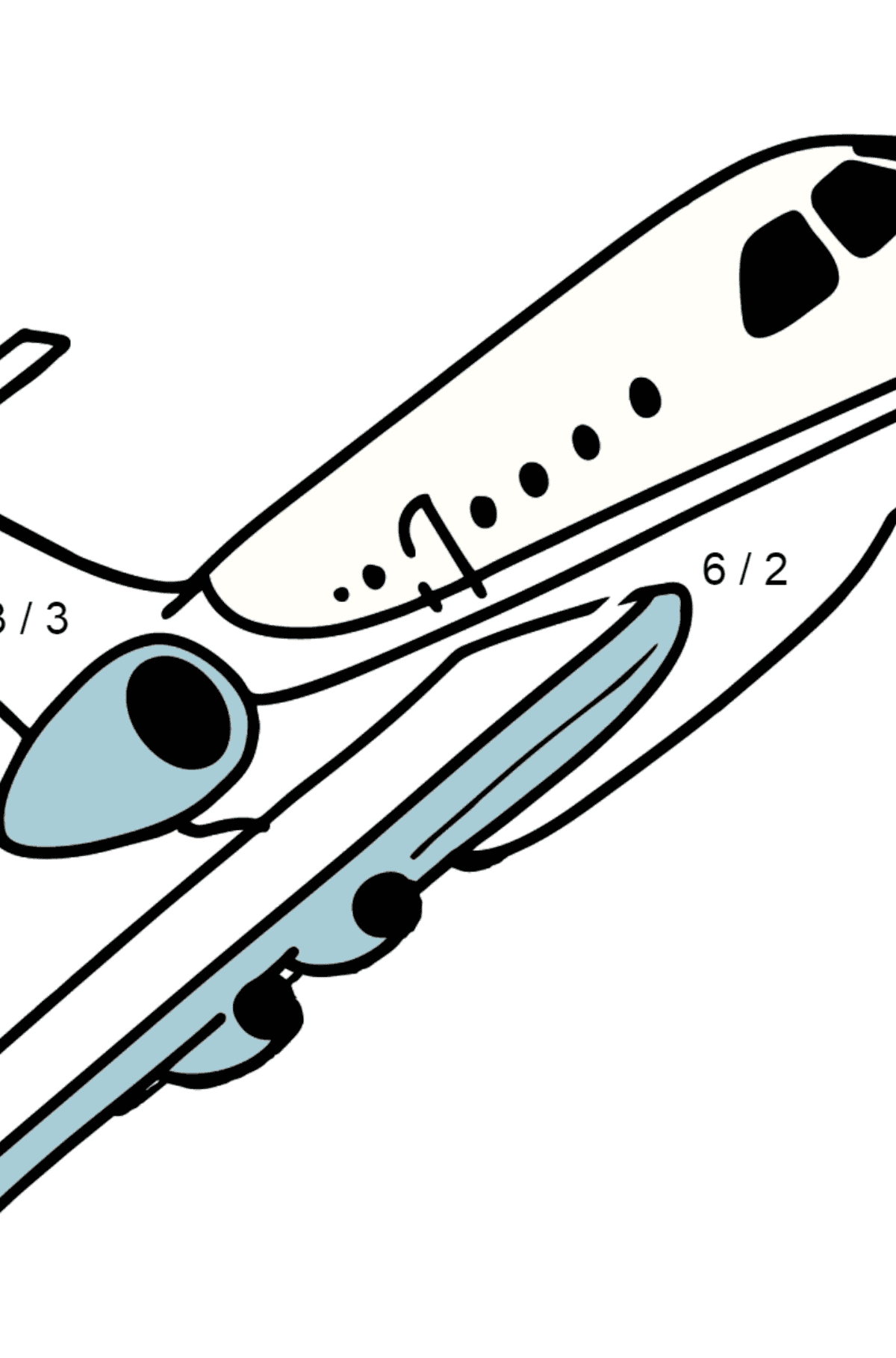 Desenho para colorir do Airbus Airplane - Colorindo com Matemática - Divisão para Crianças
