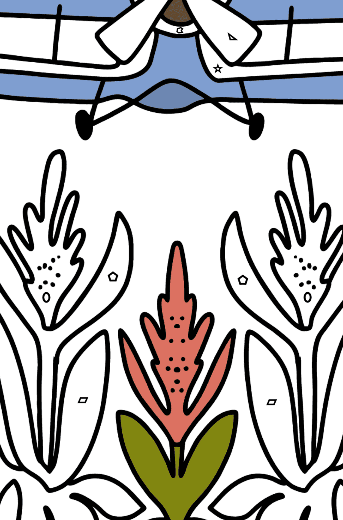 Coloriage - Avion agricole - Coloriage par Formes Géométriques pour les Enfants